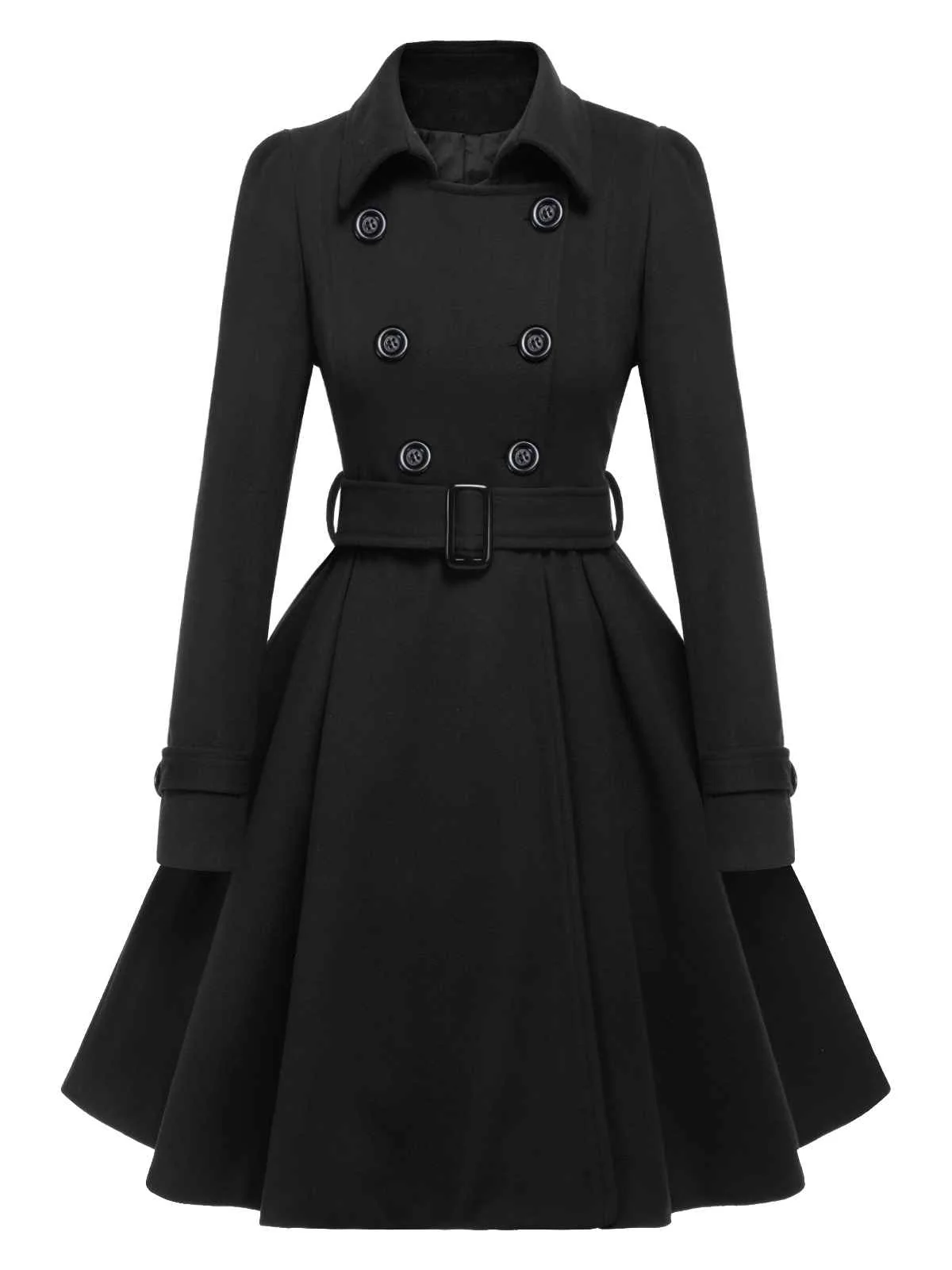 1950s Solid Color Lapel Slim Coat - Image 17