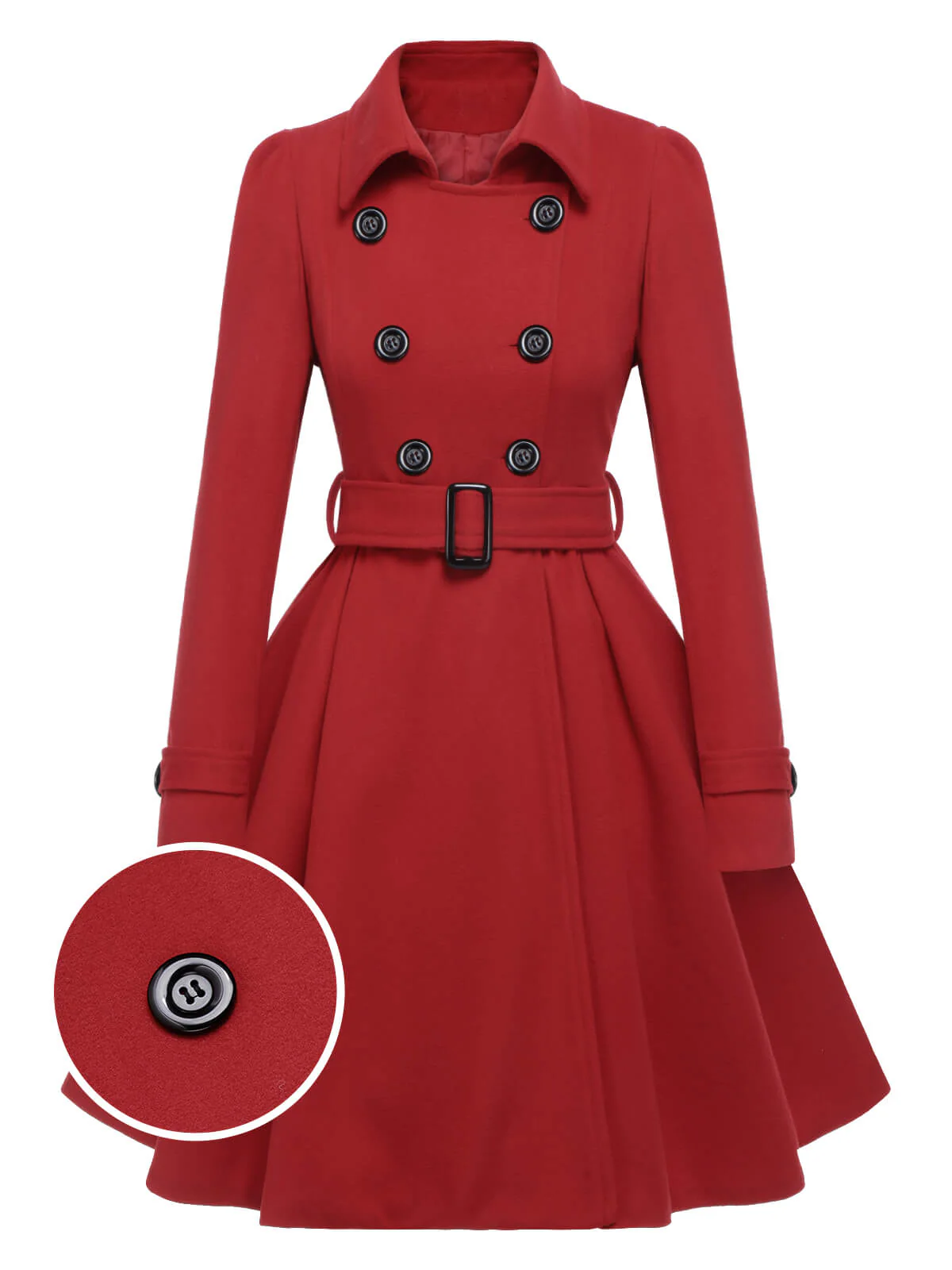 1950s Solid Color Lapel Slim Coat - Image 5