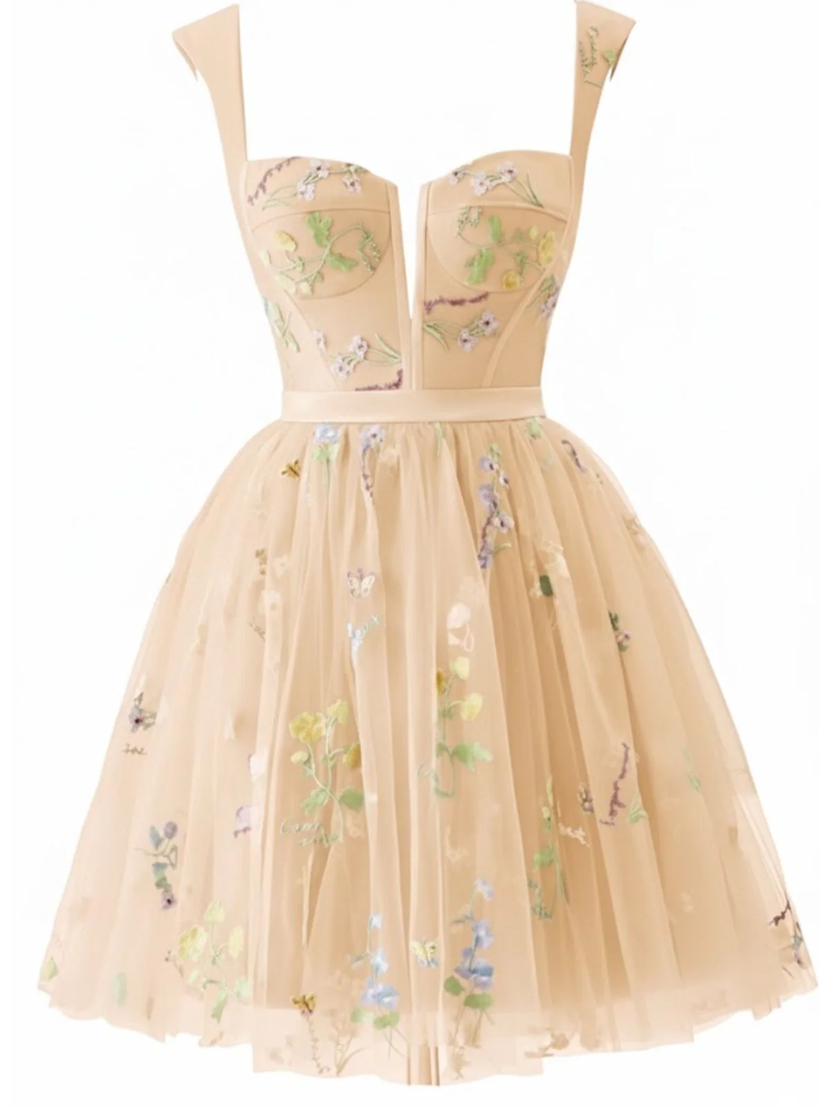 1970s Embroidered Floral Lace Mini Dress - Image 3
