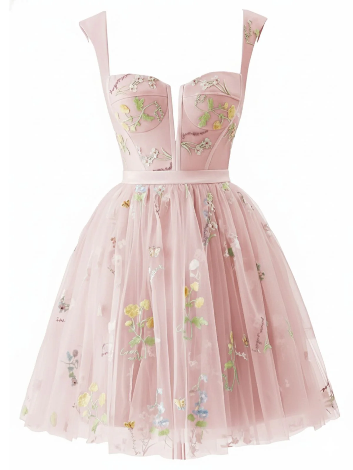 1970s Embroidered Floral Lace Mini Dress - Image 2