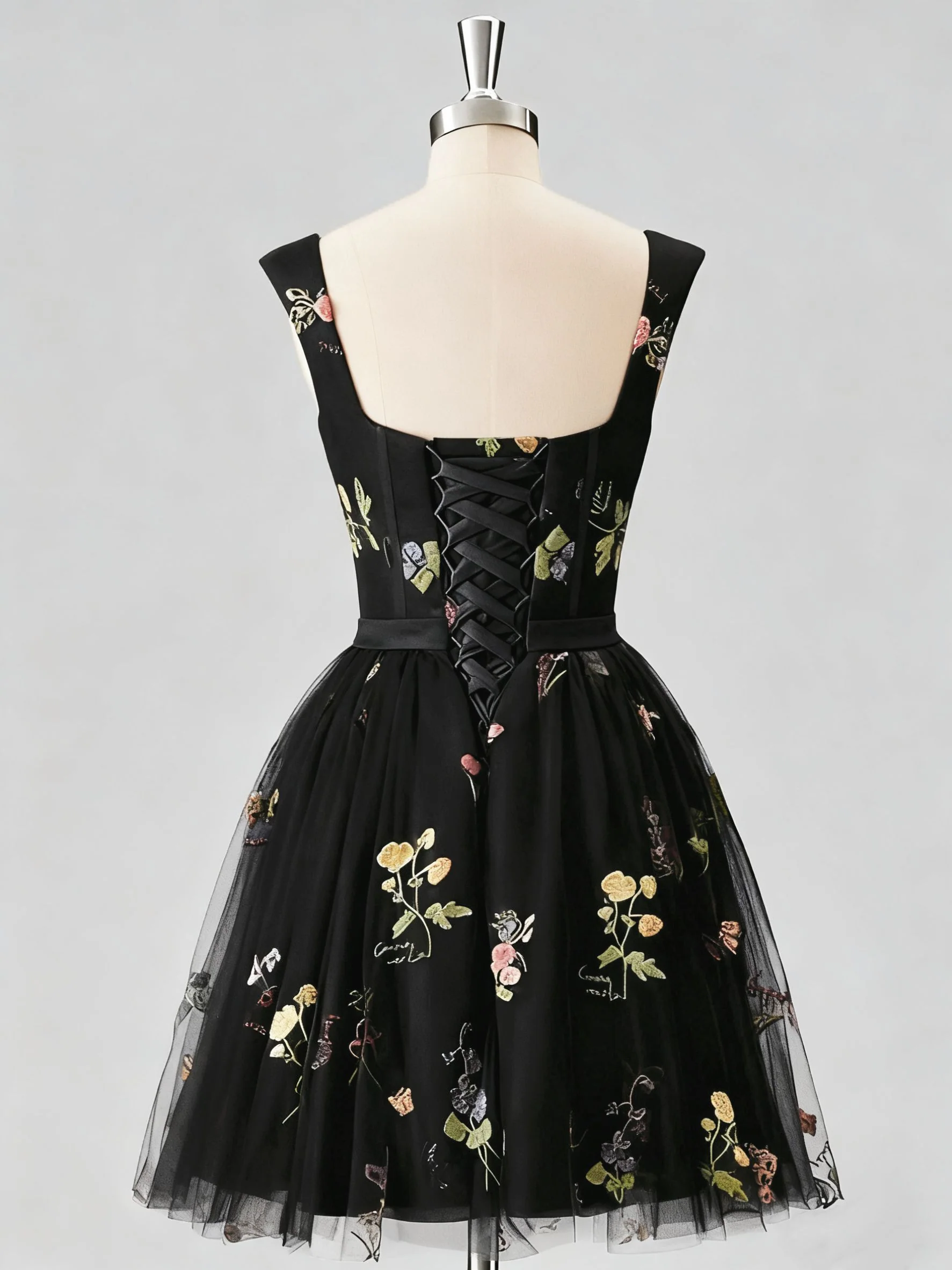 1970s Embroidered Floral Lace Mini Dress - Image 6