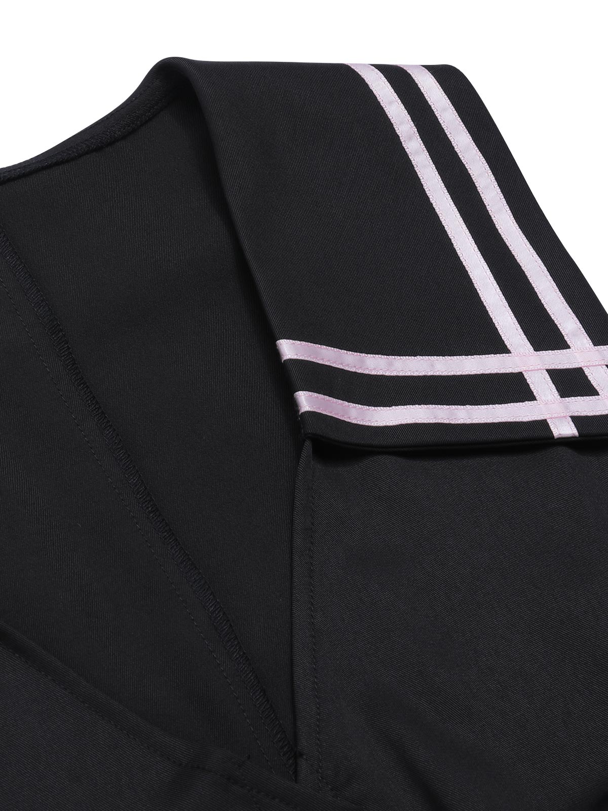 Black & Pink 1950s Solid Tie Lapel Romper - Image 5