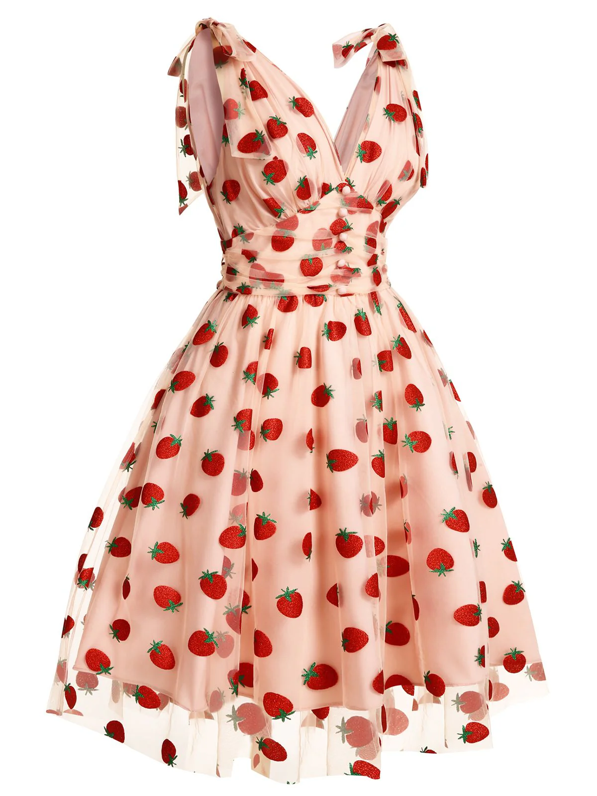 Green 1950s Daisy Mesh Swing Dress - Image 11