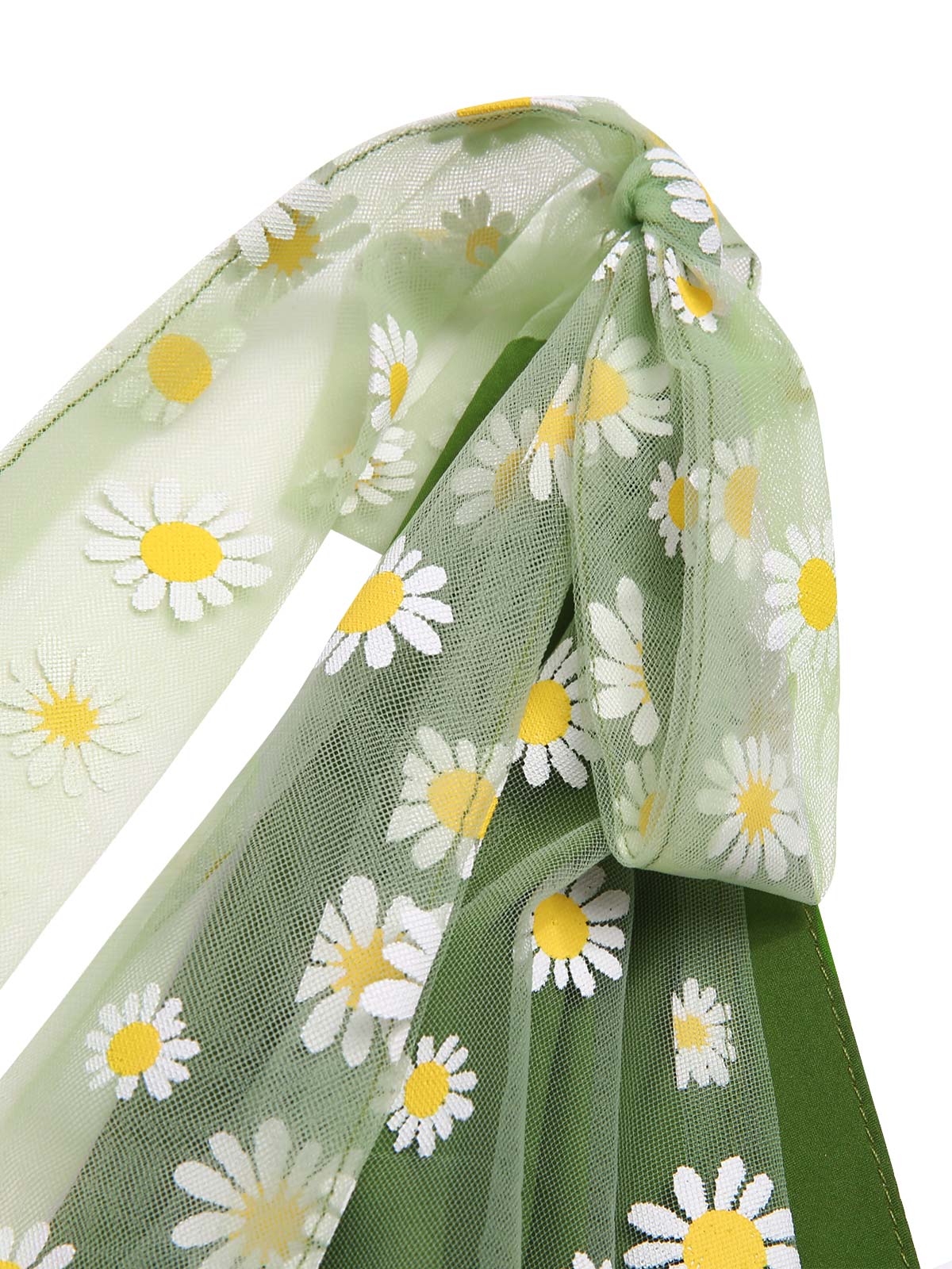 Green 1950s Daisy Mesh Swing Dress - Image 7