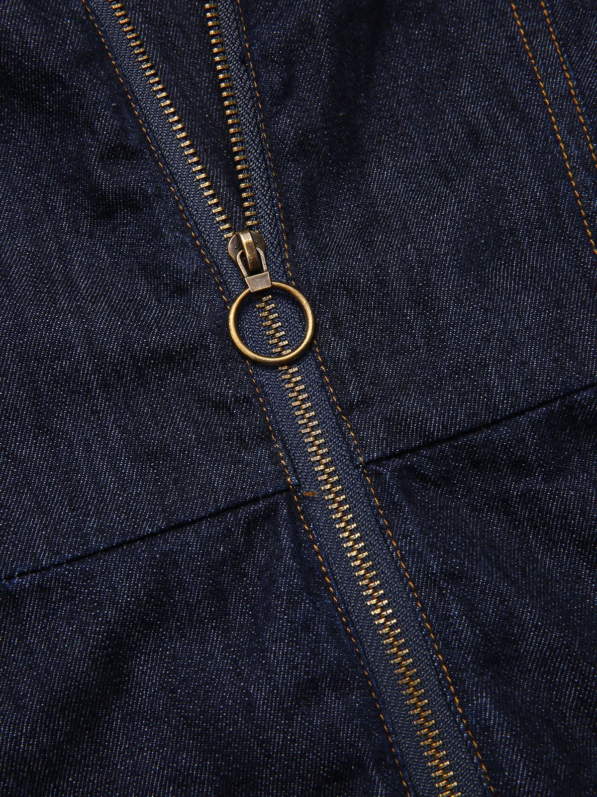 Blue 1970s Denim Collar Belted Flared Jumpsuit - Image 10
