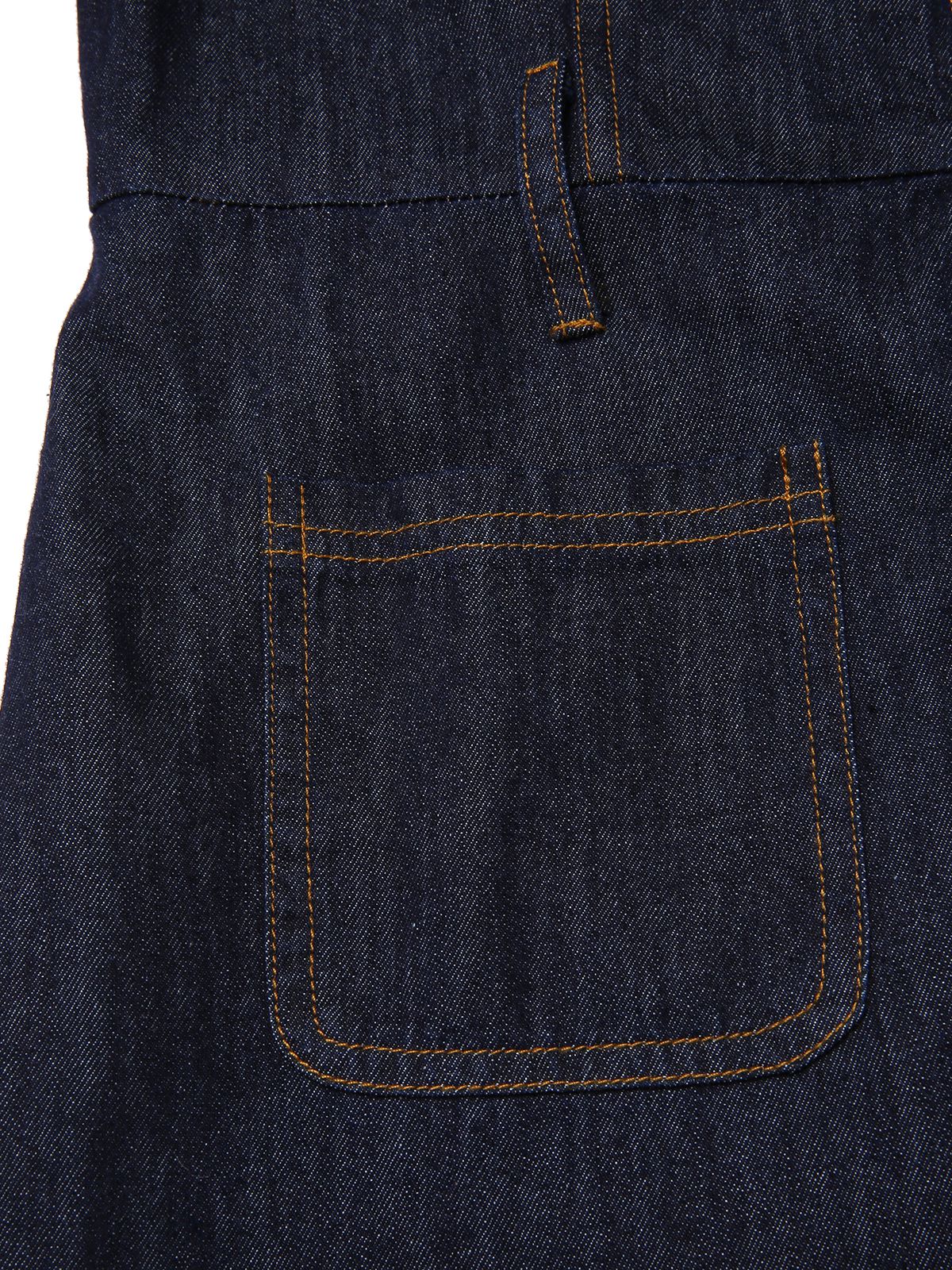Blue 1970s Denim Collar Belted Flared Jumpsuit - Image 11