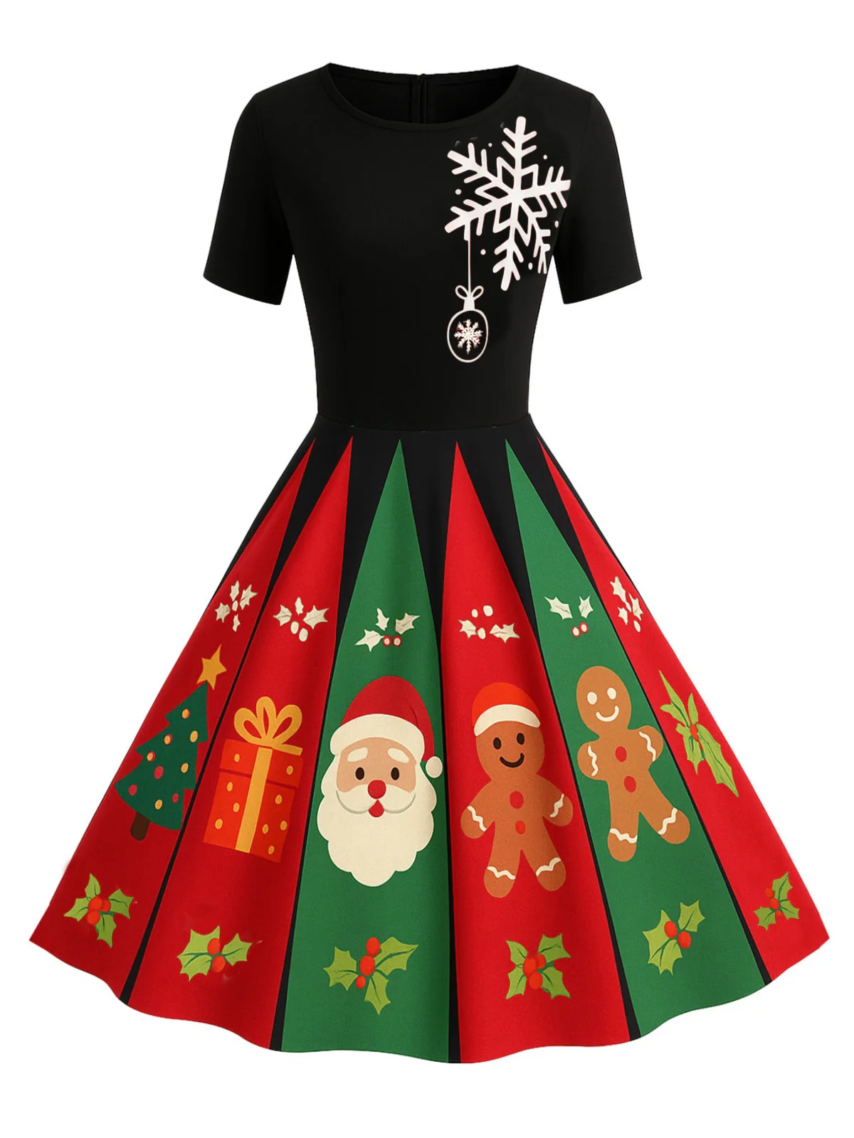Brown 1950s Christmas Gingerbread Swing Dress - Image 9