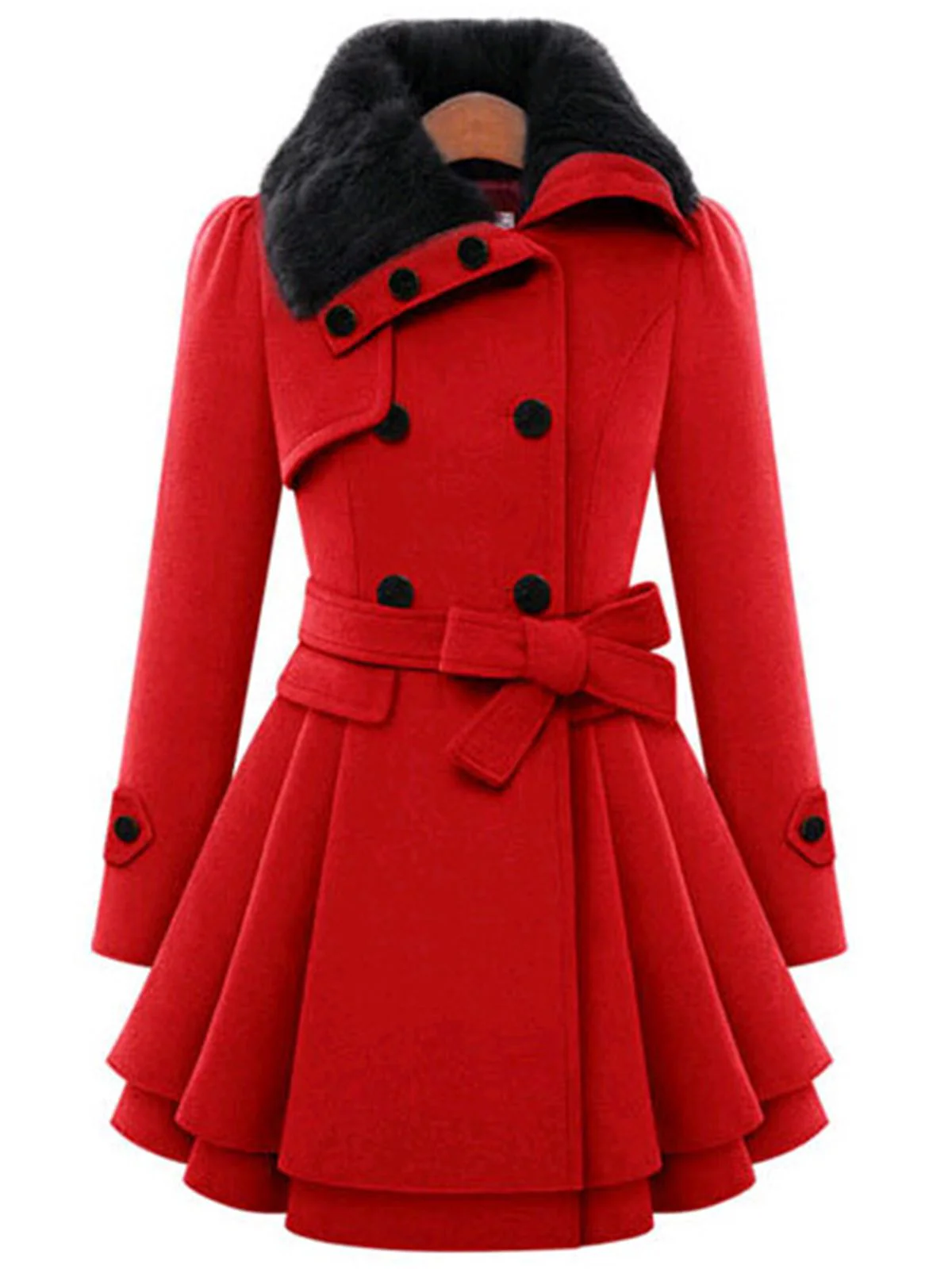 1950s Fur Collar Waisted Winter Coat - Image 8