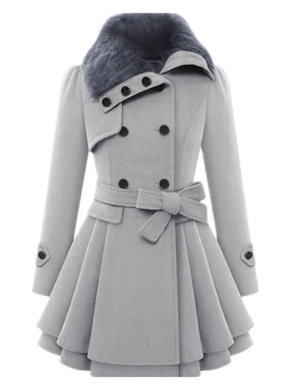 1950s Fur Collar Waisted Winter Coat - Image 5