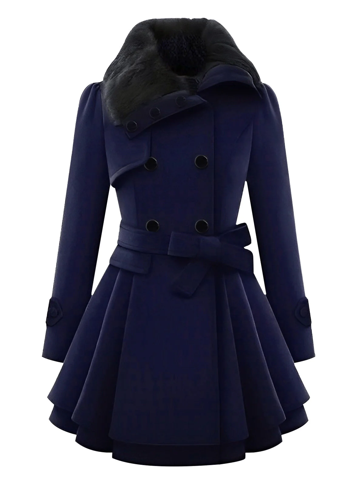 1950s Fur Collar Waisted Winter Coat - Image 3