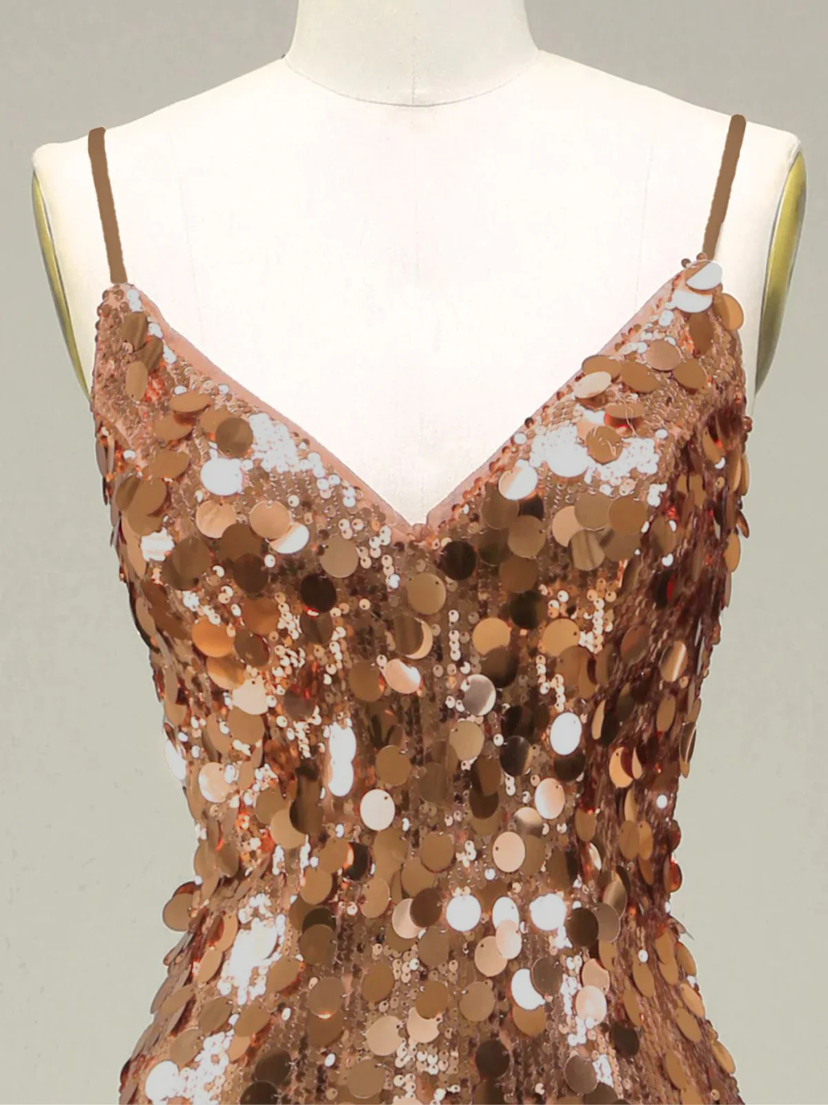Gold 1930s Slip Sequin Evening Dress - Image 3