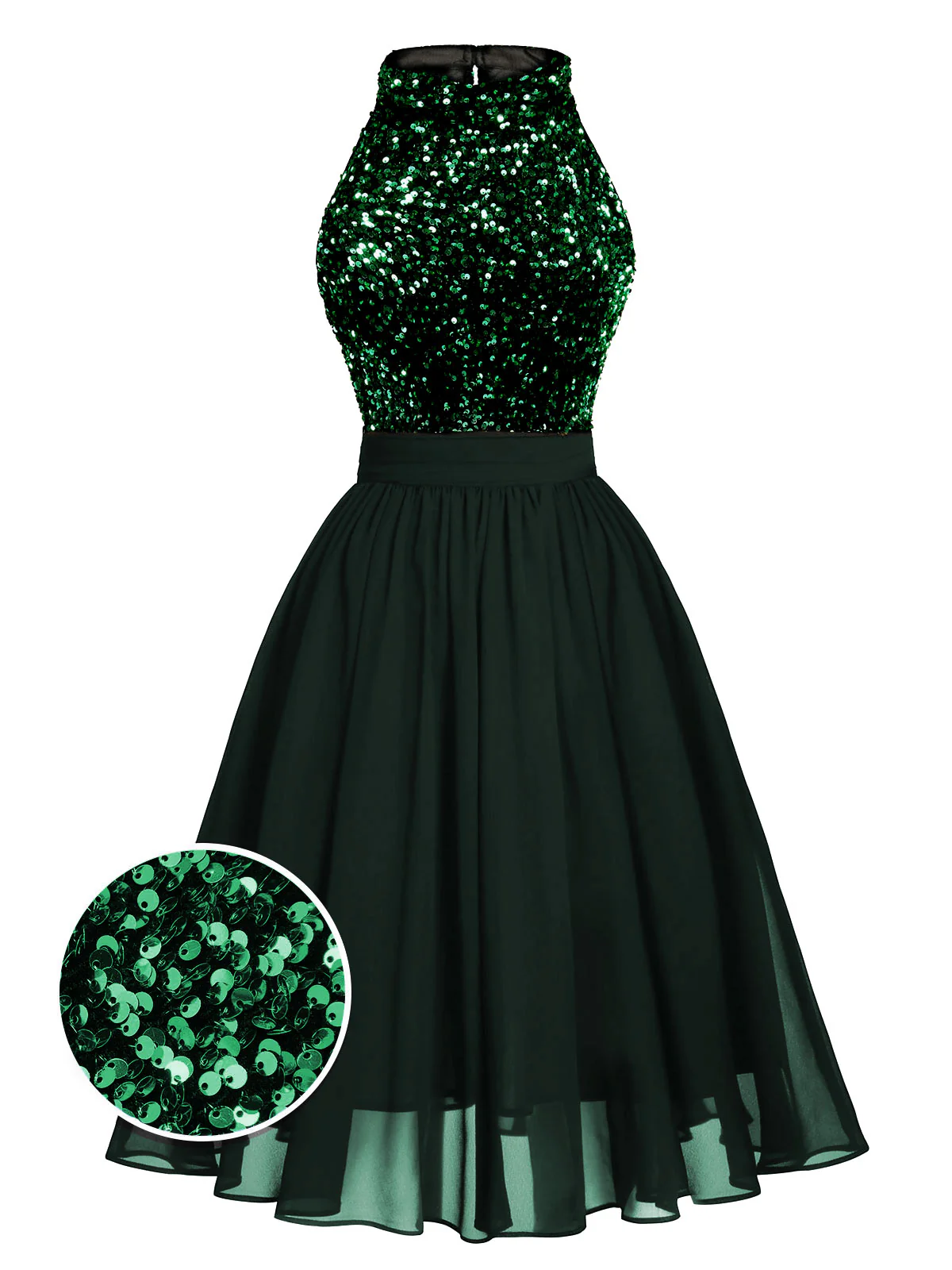 Black 1950s Gold Glitter Patchwork Dress - Image 14
