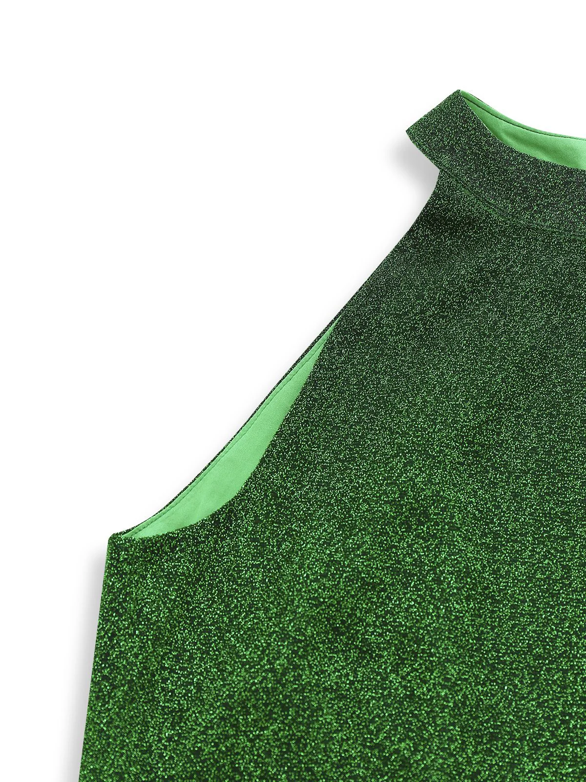 Green 1980s Solid Sparkly Mock Mesh Jumpsuit - Image 7