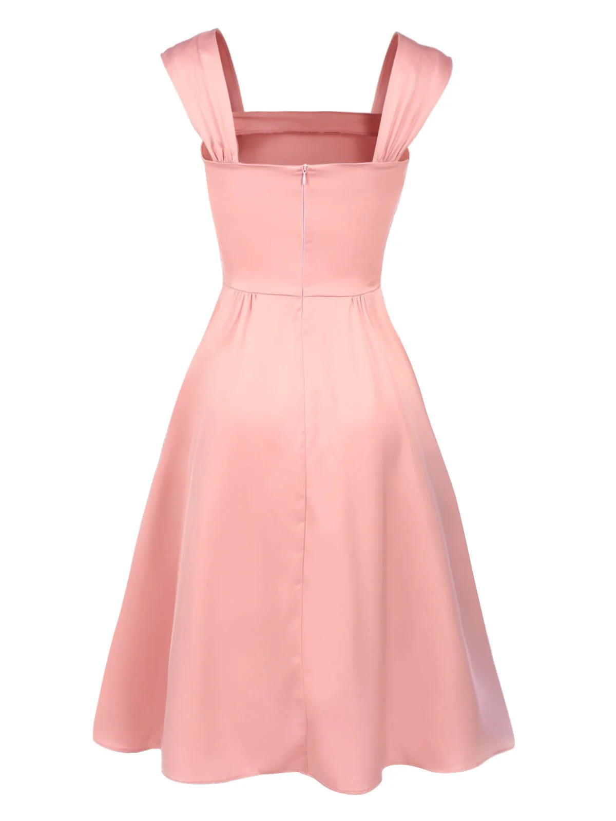 Light Pink 1940s Solid Bow Dress - Image 4