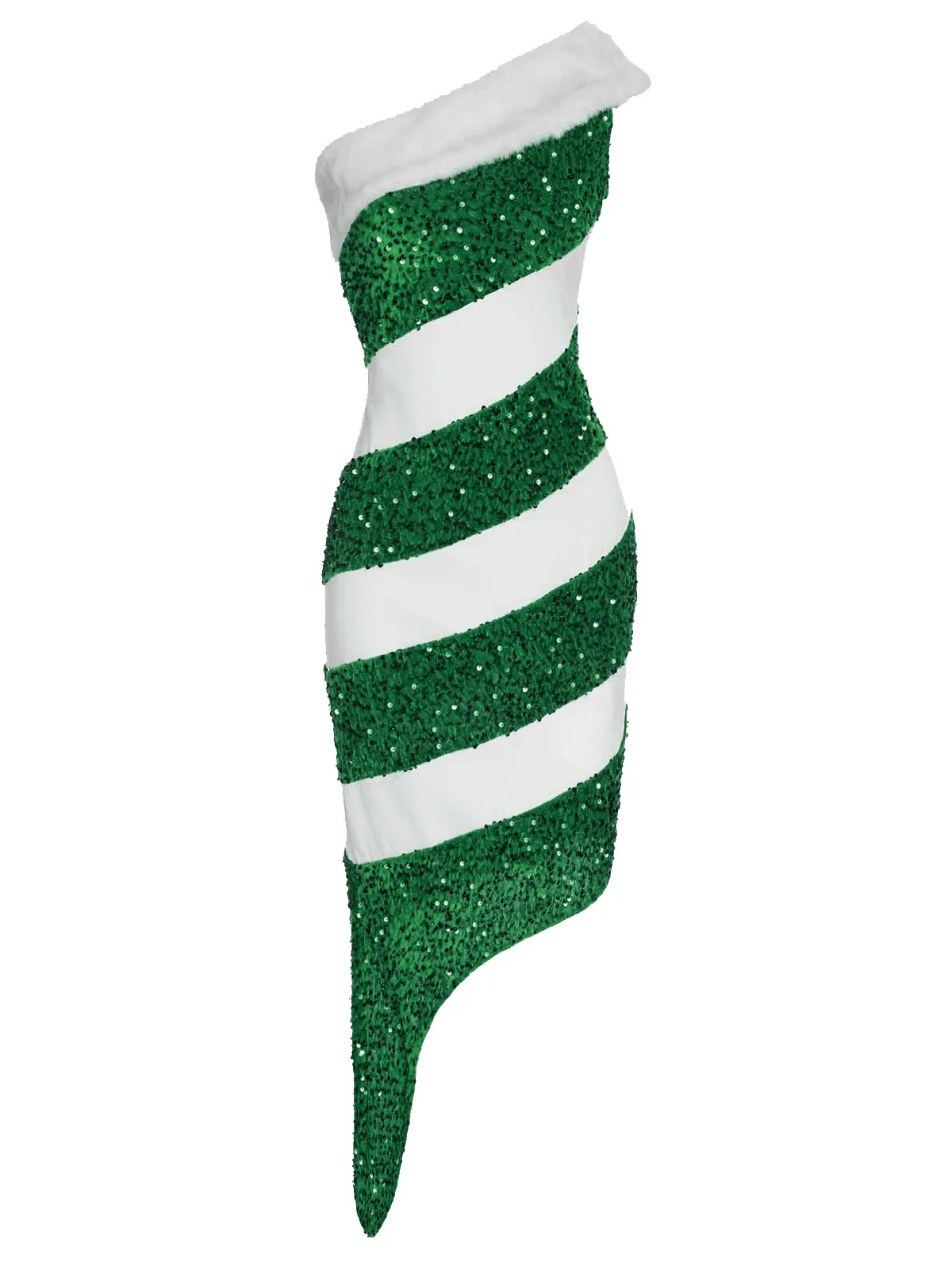 Pink 1960s Candy Cane One-Shoulder Dress - Image 15