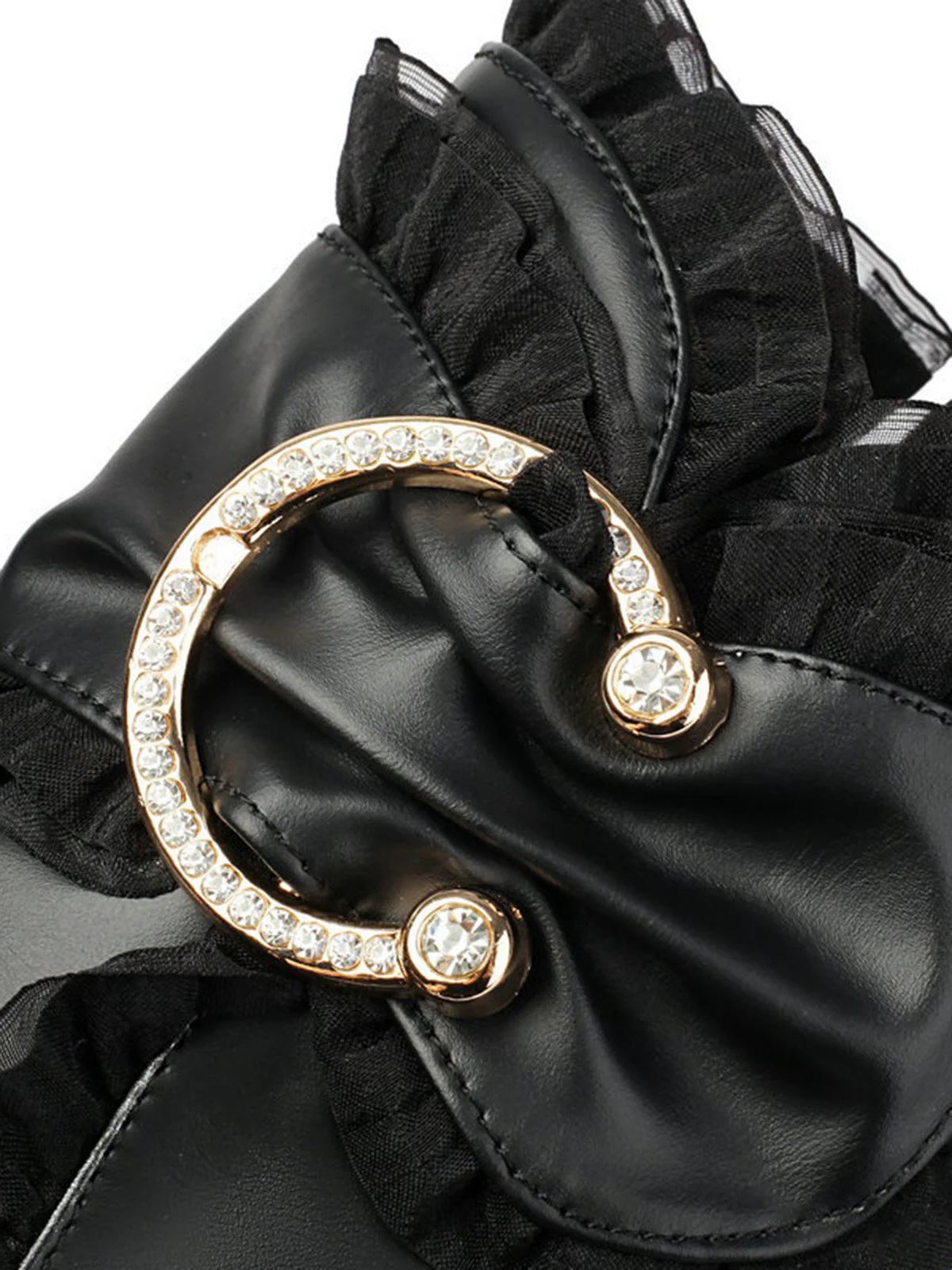 PU Leather Lace-Trimmed Chunky Heel Ankle Boots - Image 3