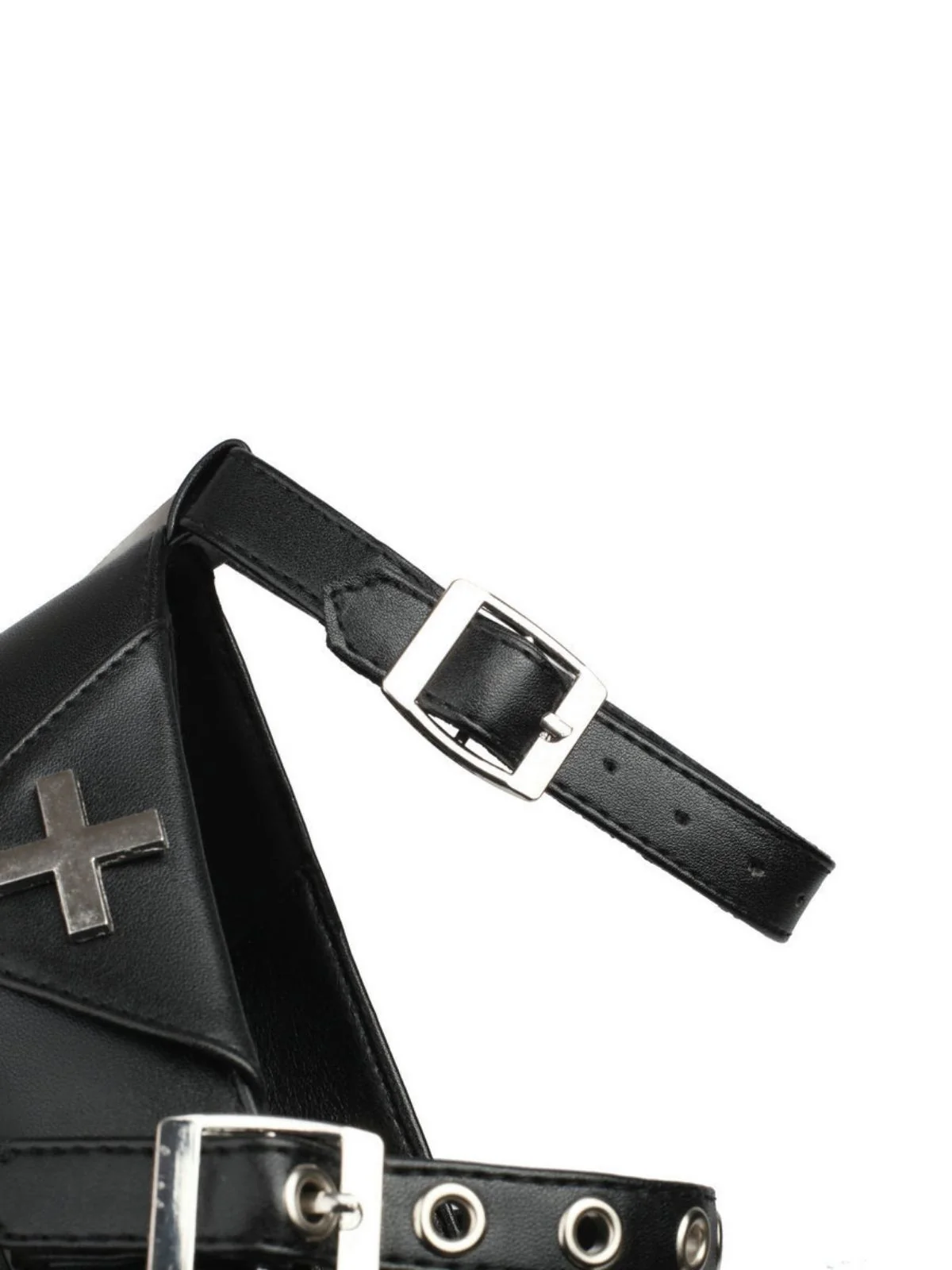 Punk Cross Buckle Ankle Strap Chunky High Heels - Image 4