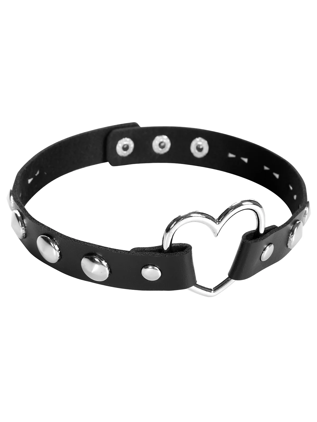 Punk Studded Leather Choker Necklace - Image 2