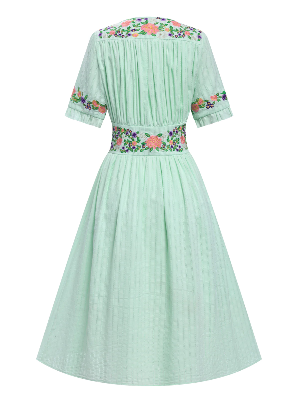 [Pre-Sale] Pure Cotton Black 1940s V-Neck Floral Dress - Image 9