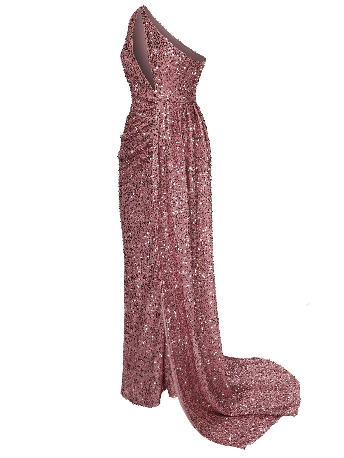Purple 1920s One-Shoulder Sequined Maxi Dress - Image 3