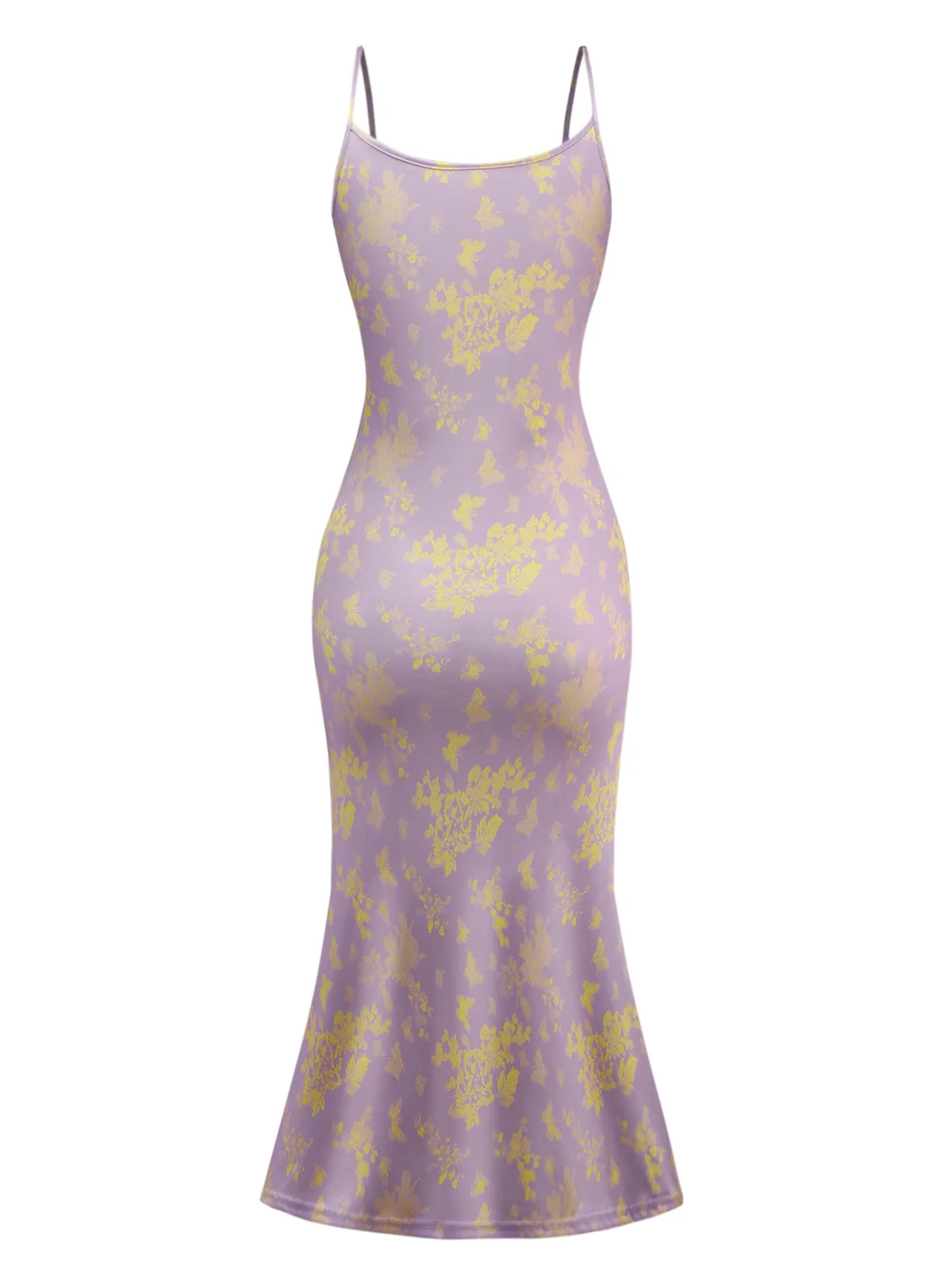 Purple 1930s Butterfly Floral Mermaid Slip Dress - Image 2
