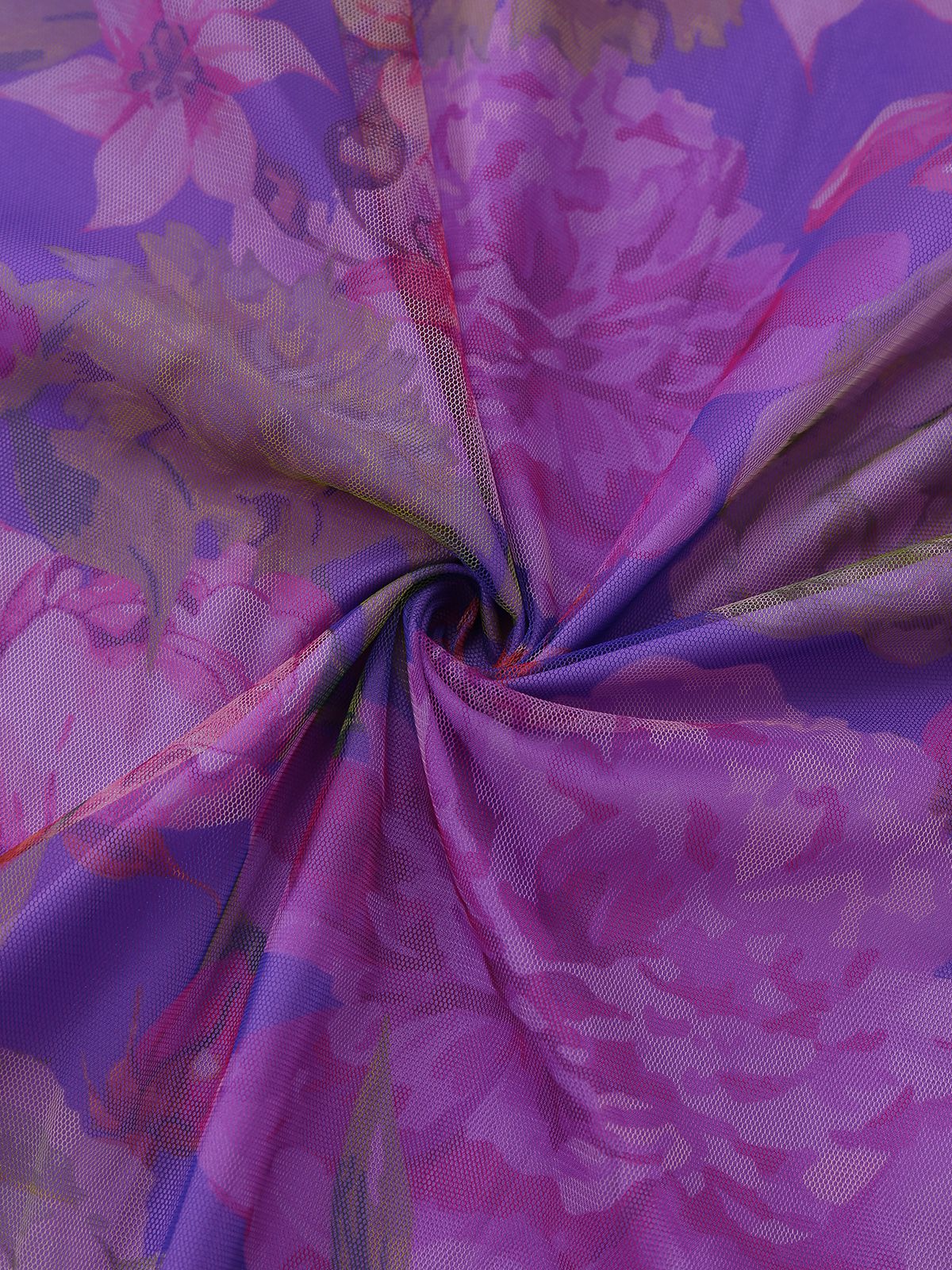 Purple 1930s Mesh One-Shoulder 3D Floral Evening Dress - Image 4