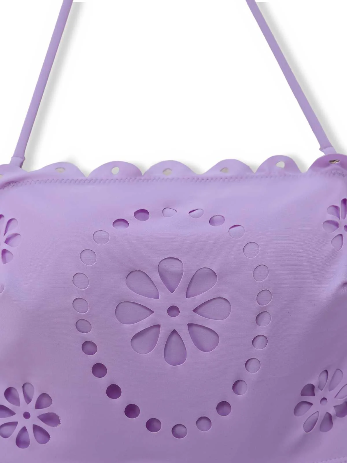 Purple 1940s Halter Scalloped Eyelet Tankini Set - Image 4