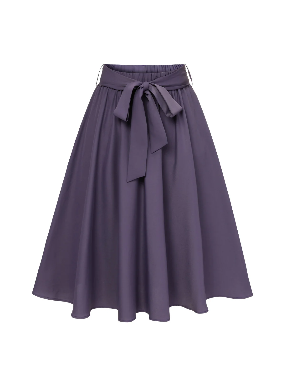 Purple 1940s Solid Skirt with Belt - Image 2