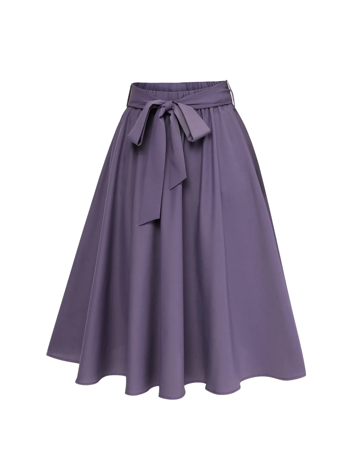 Purple 1940s Solid Skirt with Belt - Image 3