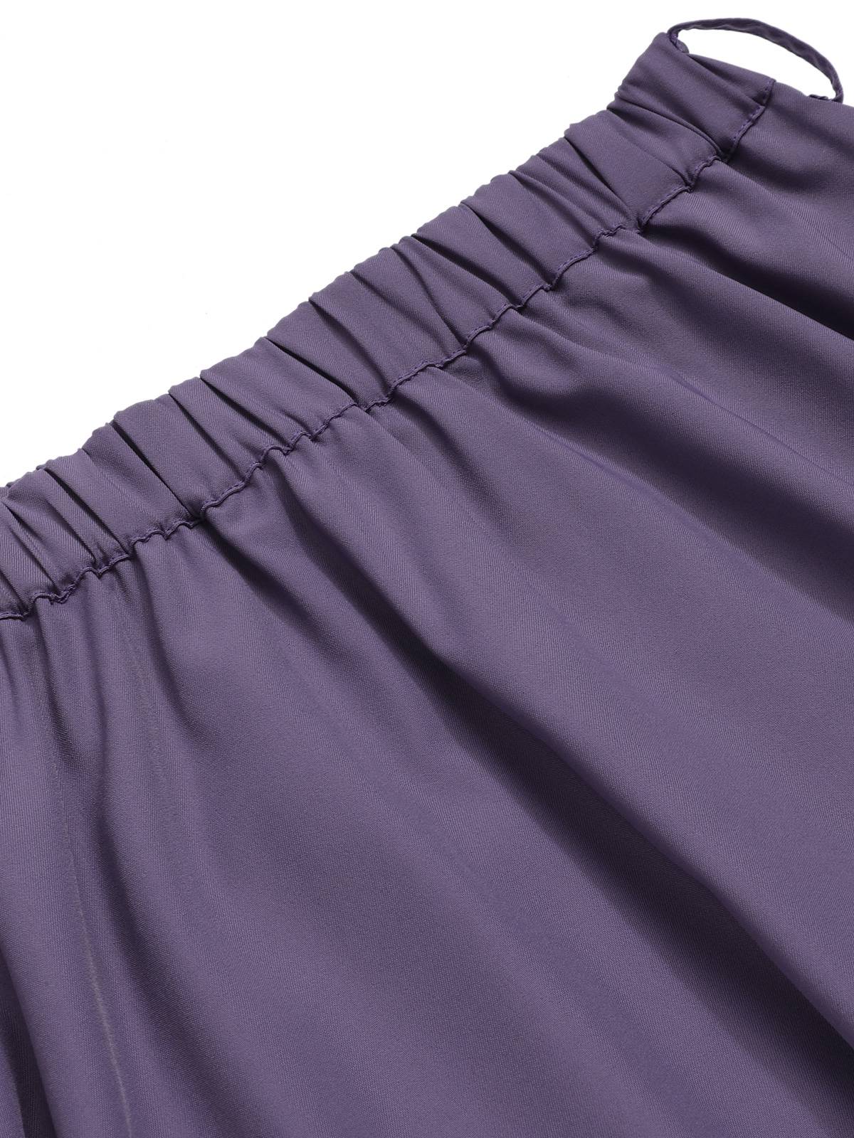 Purple 1940s Solid Skirt with Belt - Image 5