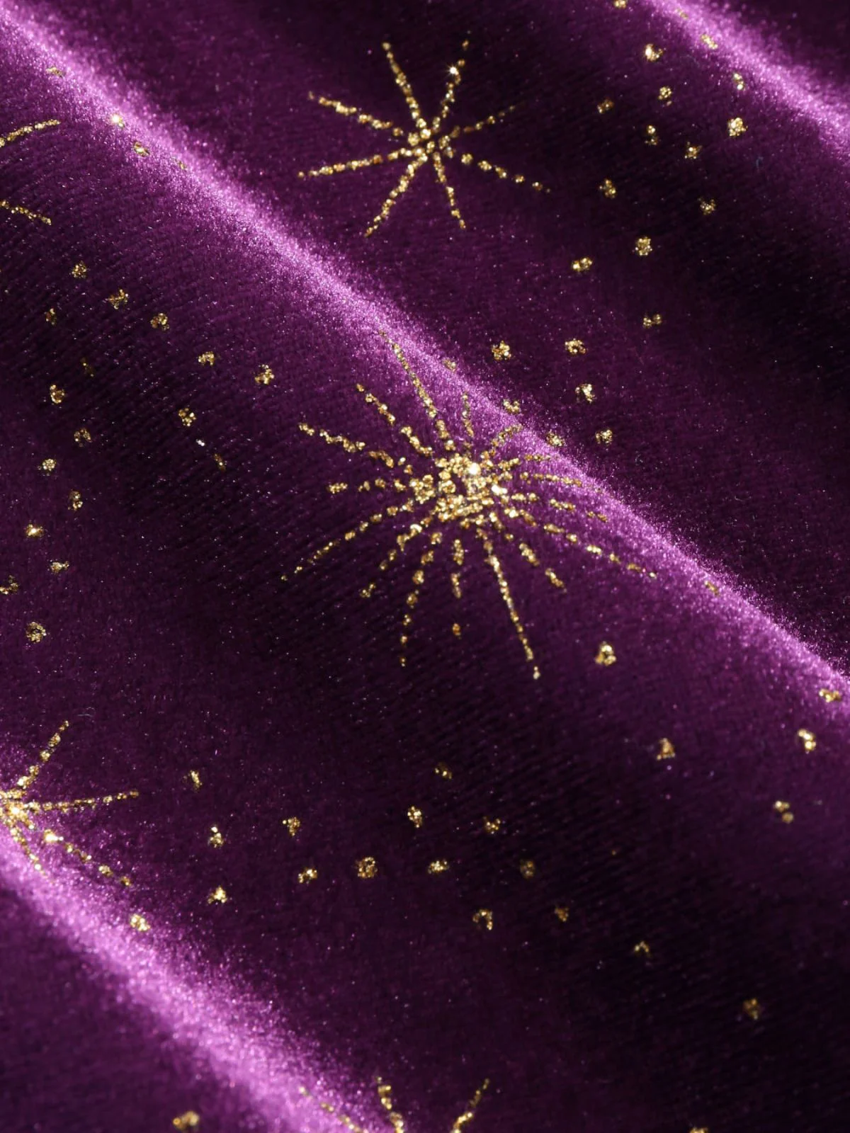 Purple 1940s Velvet V-Neck Star Ruffle Dress - Image 3