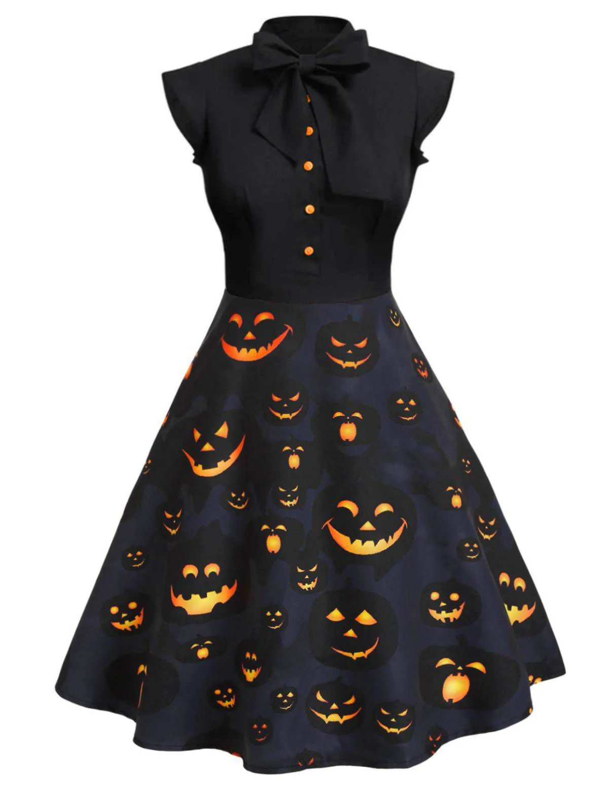 Purple 1950s Halloween Patchwork Dress - Image 2