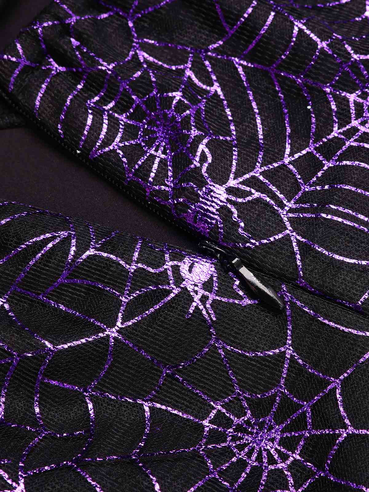 Purple 1950s Laser Mesh Spiderweb Halter Dress - Image 5
