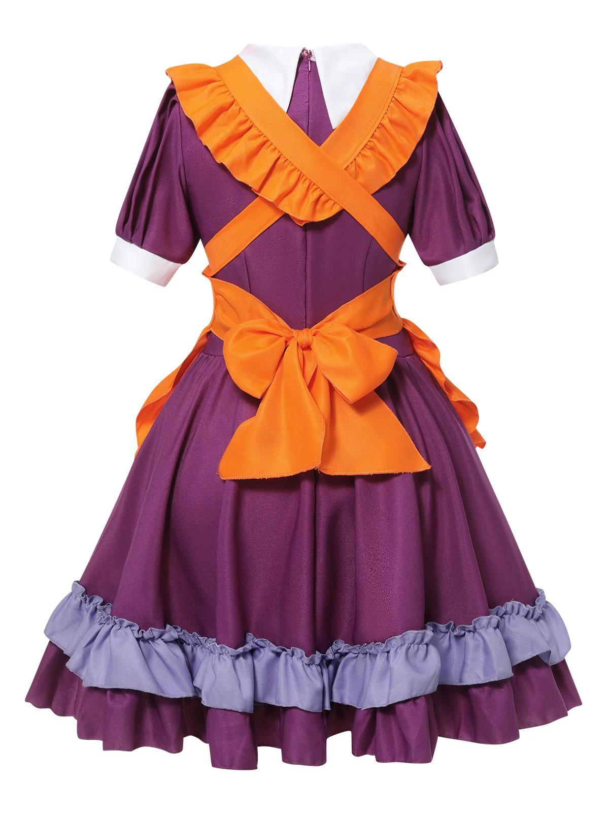 Purple 1950s Oktoberfest Bow Ruffled Hem Dress - Image 2