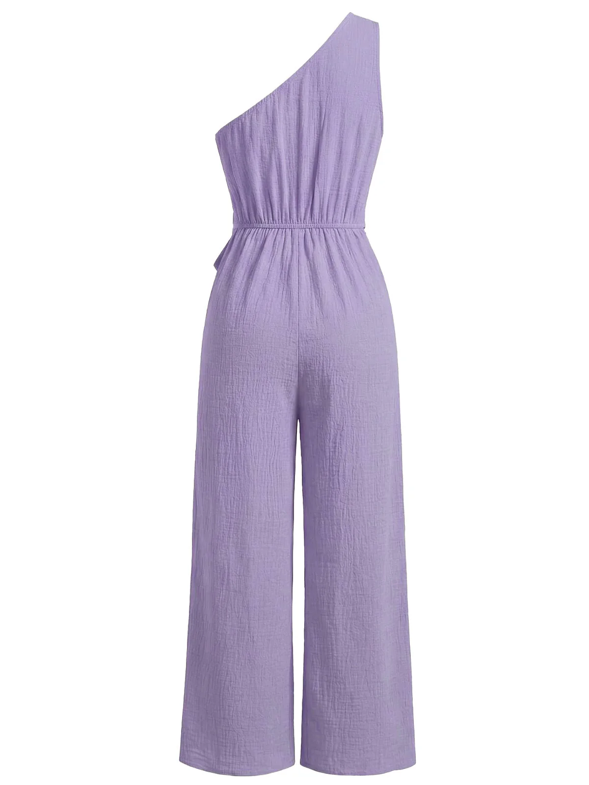 Purple 1950s One-Shoulder Belted Wide Leg Jumpsuit - Image 5