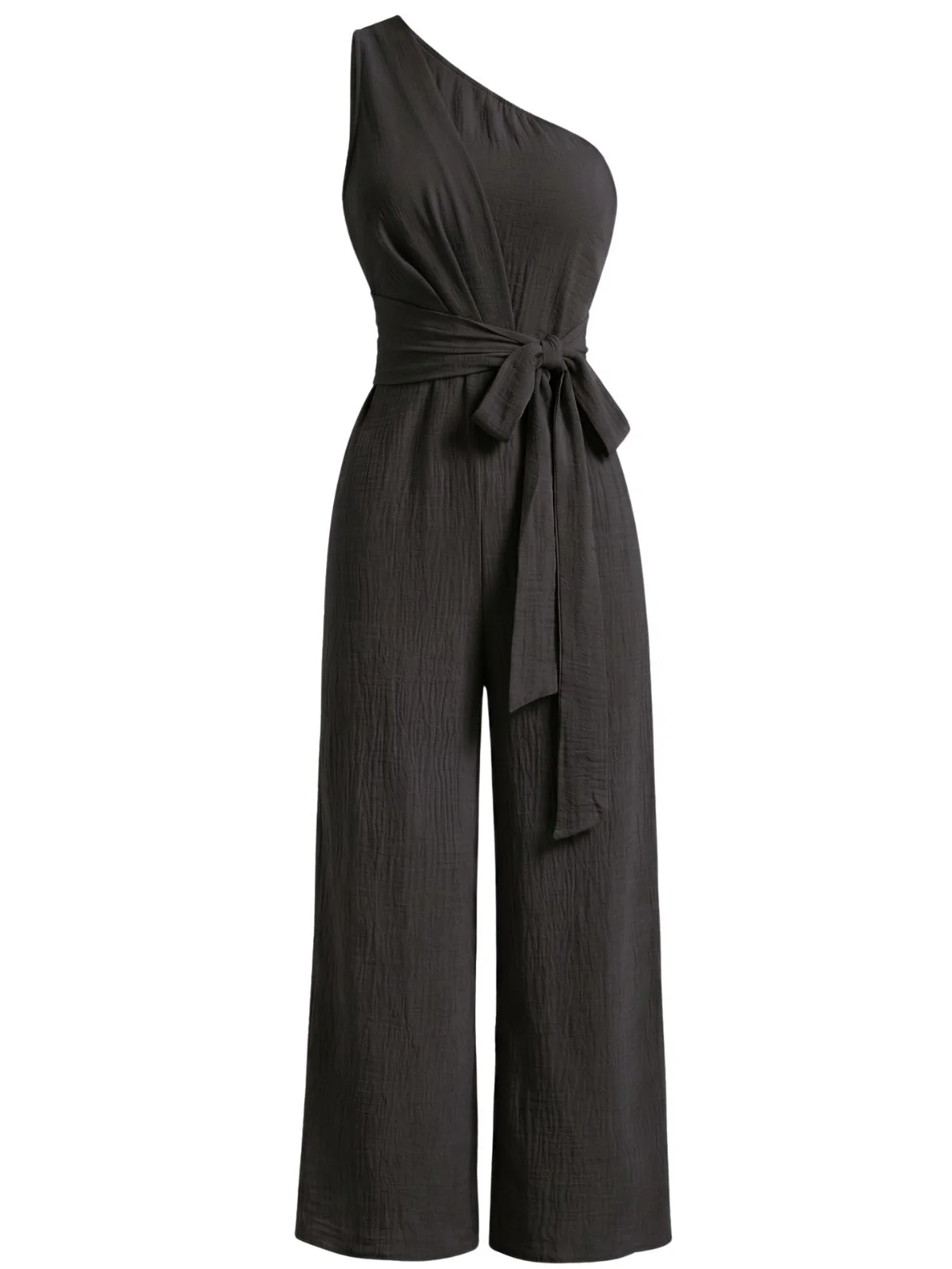 Purple 1950s One-Shoulder Belted Wide Leg Jumpsuit - Image 6