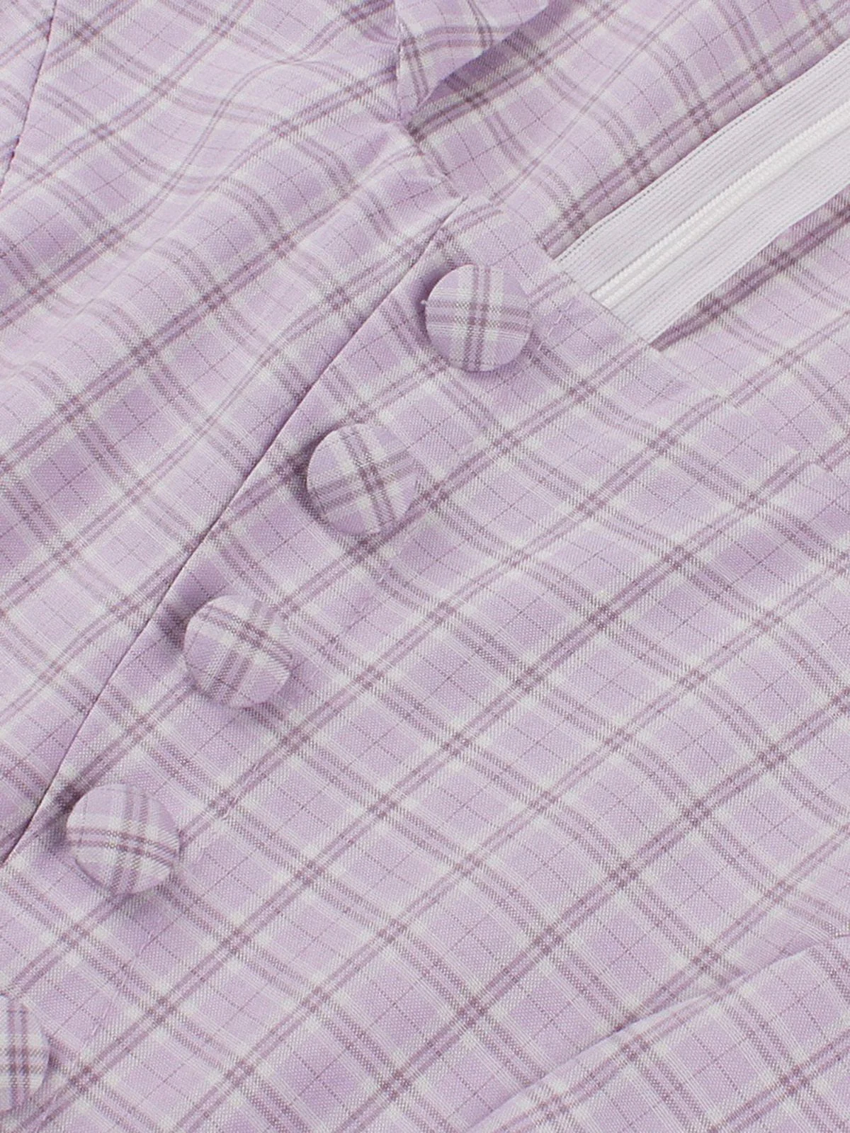 Purple 1950s Plaid Square Neck Button Swing Dress - Image 7