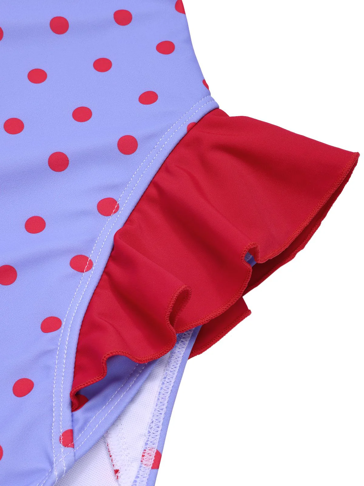 Purple 1950s Polka Dots Ruffles One-Piece Swimsuit - Image 3