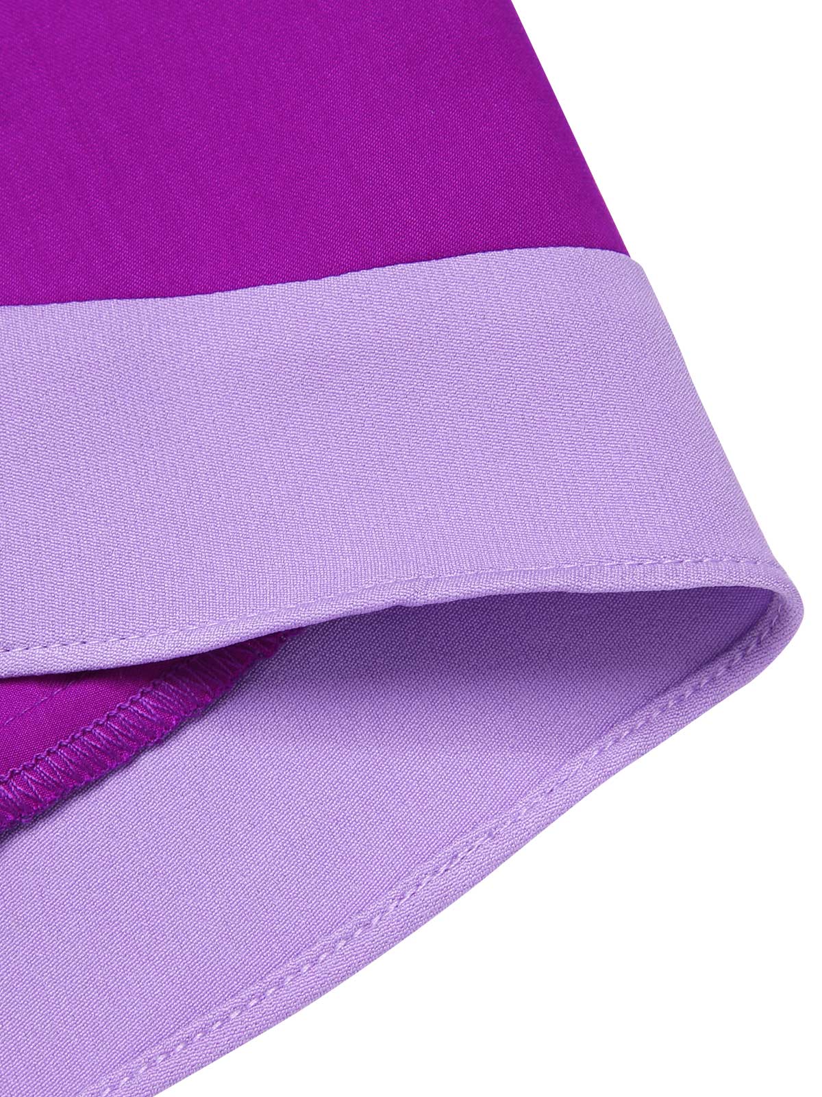 Purple 1950s Solid Spliced Tie Neck Dress - Image 7