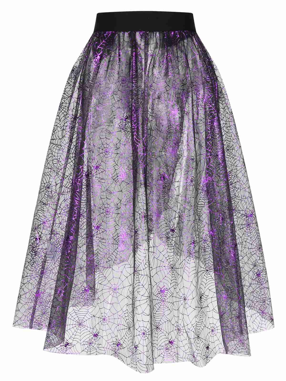 Purple 1950s Spiderweb Mesh Skirted Cover-Up - Image 4
