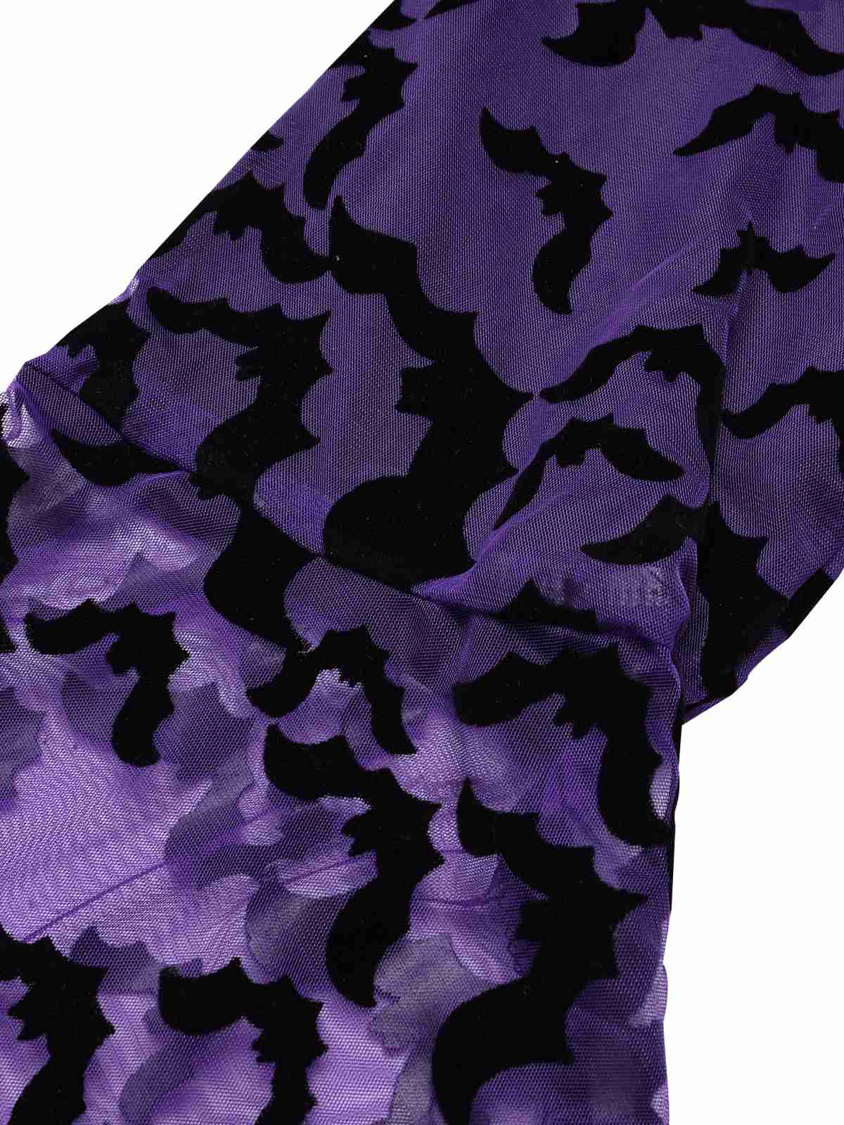 Purple 1960s Bats Mesh Bell Sleeves Dress - Image 6