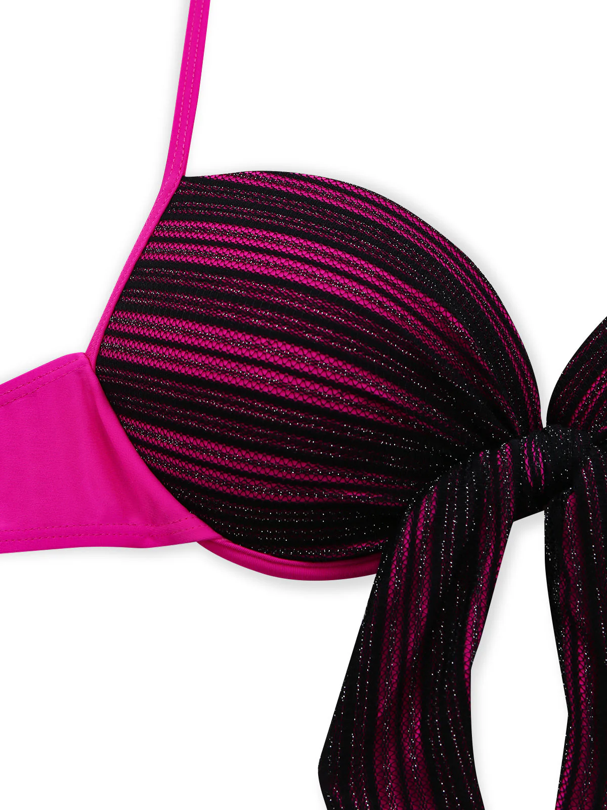 Purple 1960s Halter Striped Bow-Tie Bikini Set - Image 5