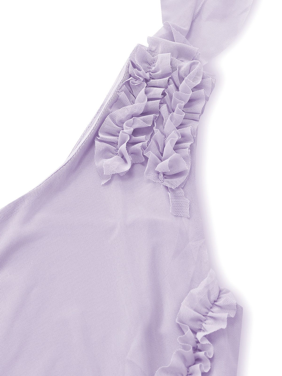 Purple 1970s Mesh One-Shoulder Ruffled Asymmetrical Dress - Image 4