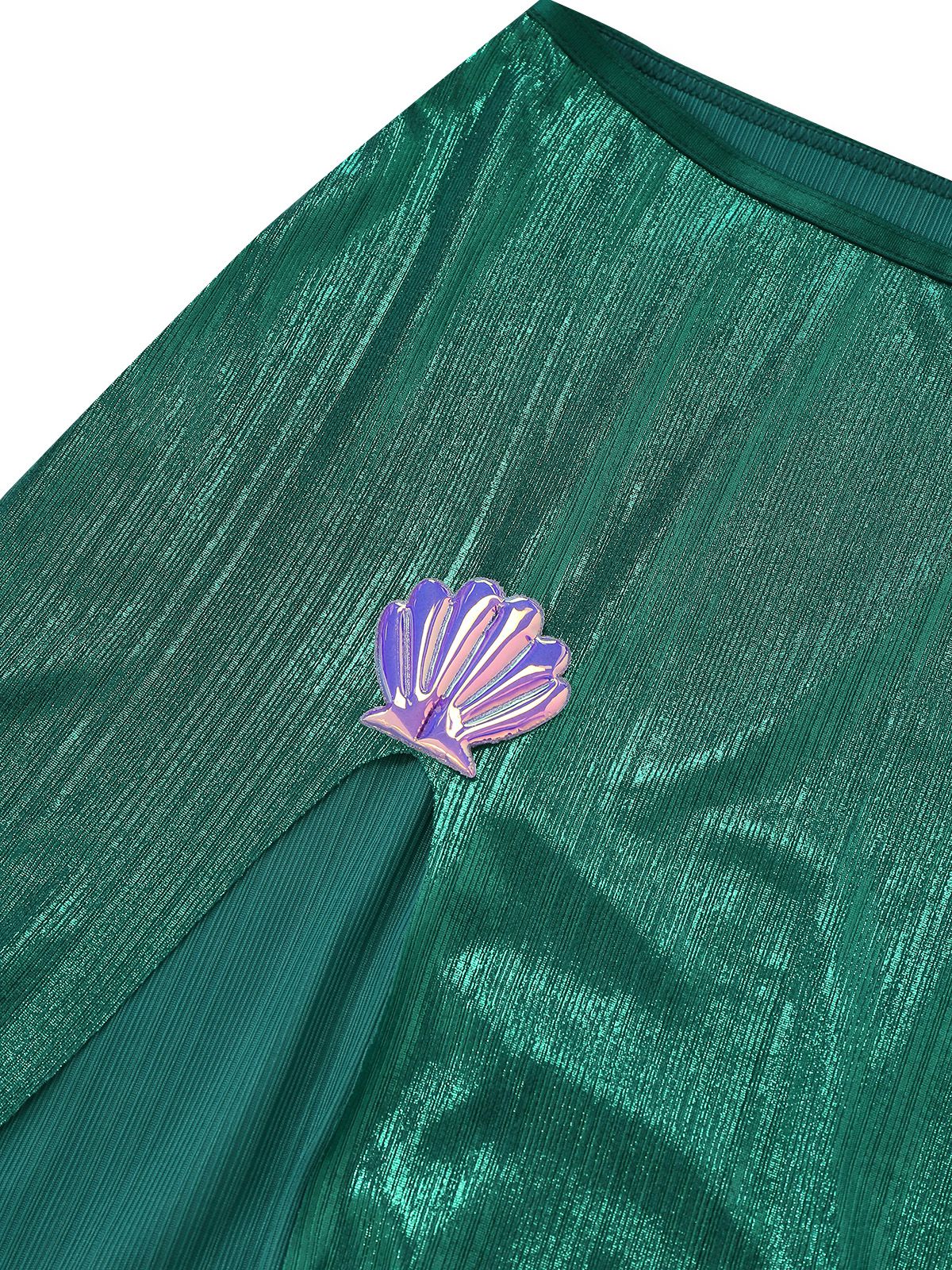 3PCS Purple 1970s Sea Pearl Satin Mermaid Sleepwear Set - Image 5
