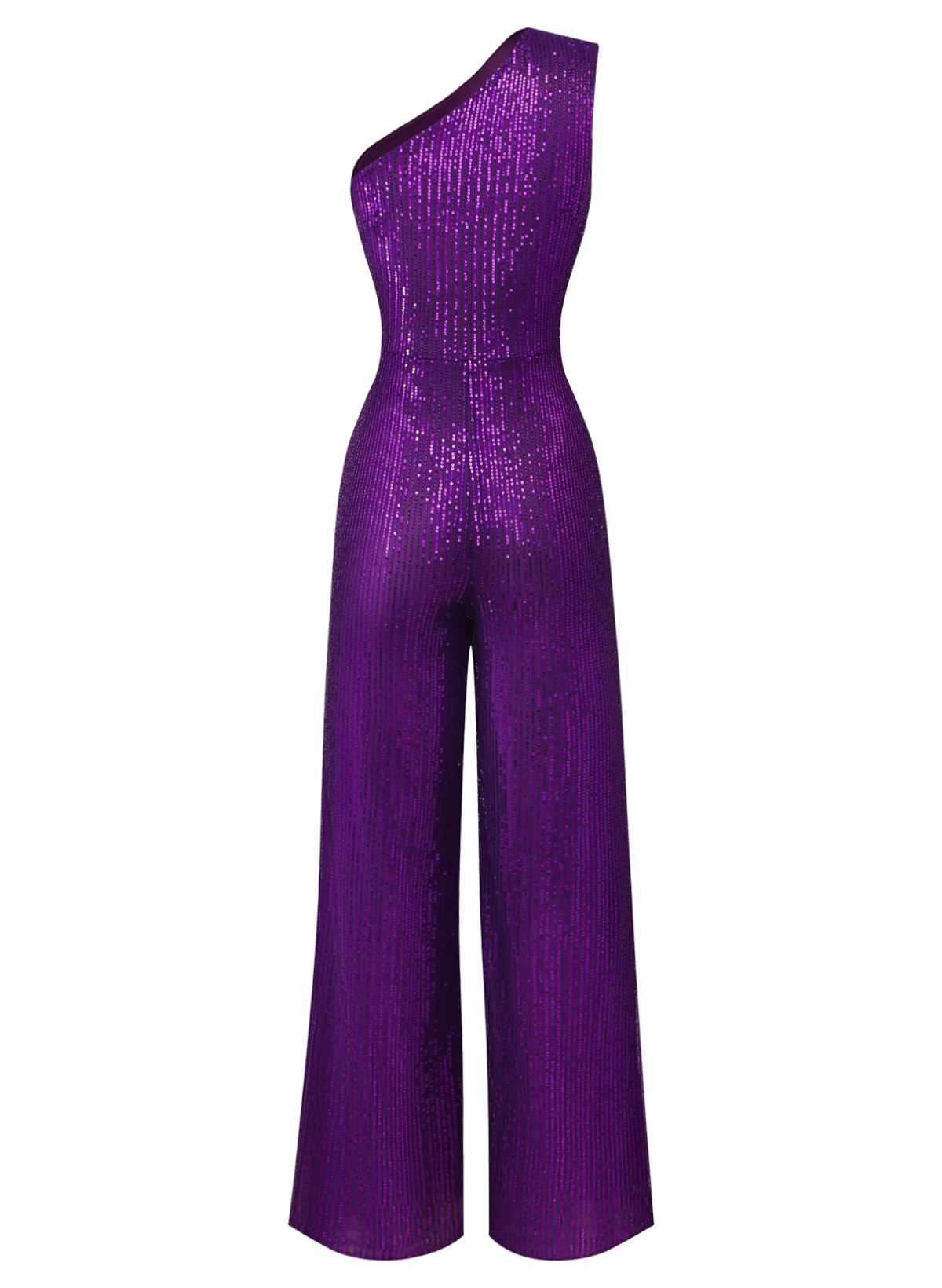 Purple 1970s  Sequin One-Shoulder Jumpsuit - Image 2
