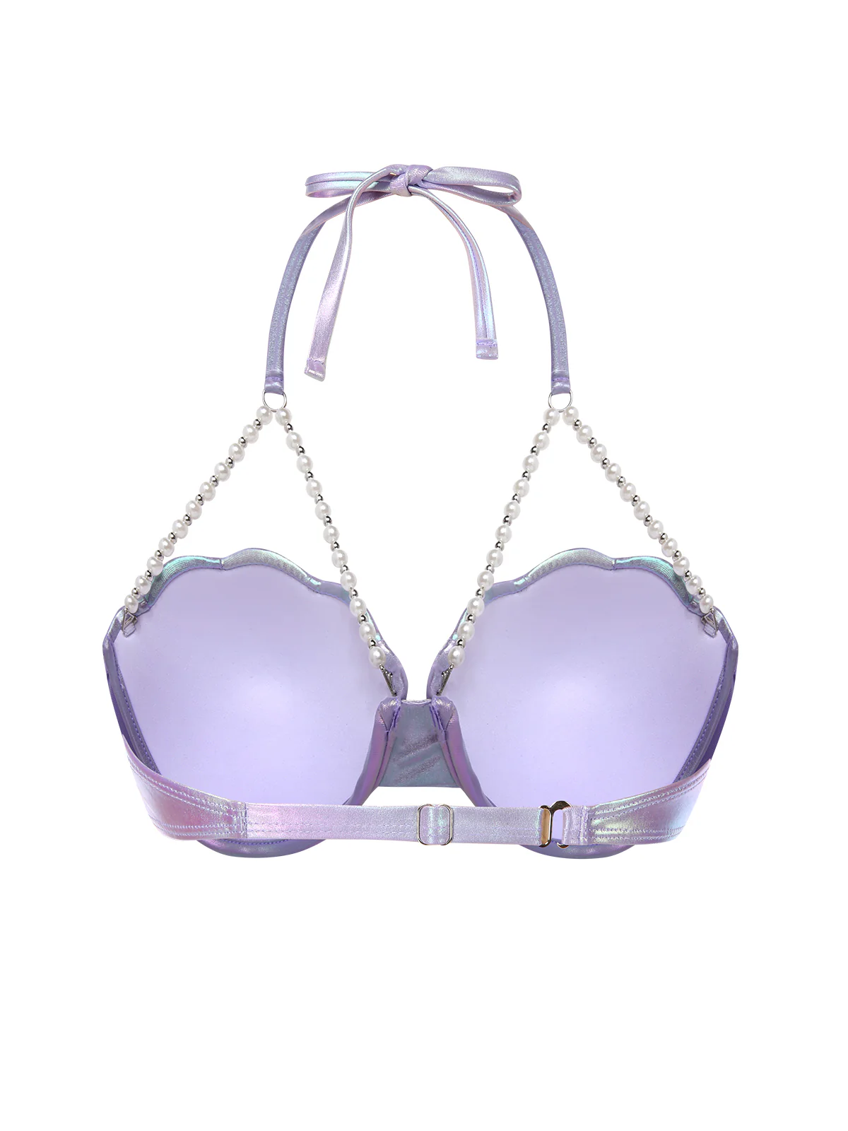 Purple 1970s Shell Pearl Chain Swim Top - Image 2