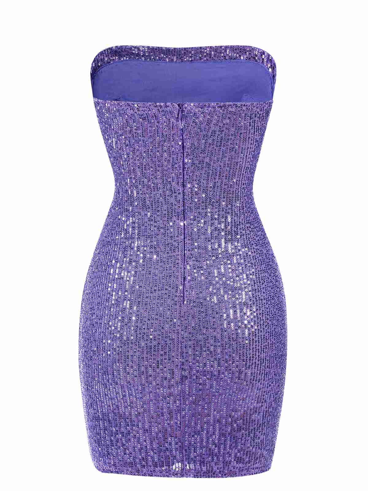 Purple 1970s Solid Sequined Skinny Dress - Image 2