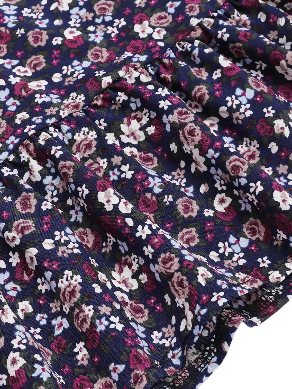 Purple 1980s Ditsy Floral Sleeveless Dress - Image 4