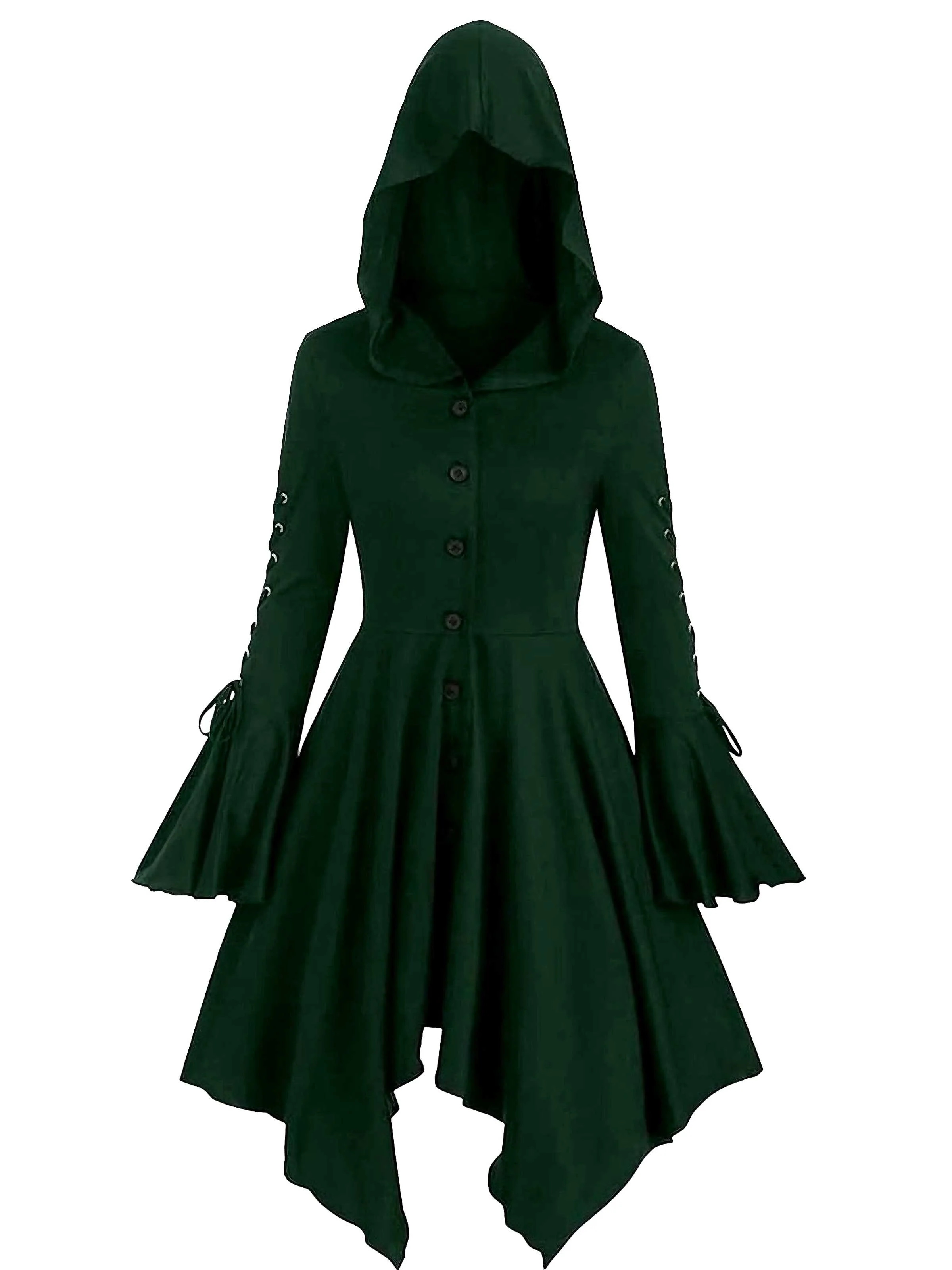Purple 1980s Gothic Hooded Punk Long Jacket - Image 4