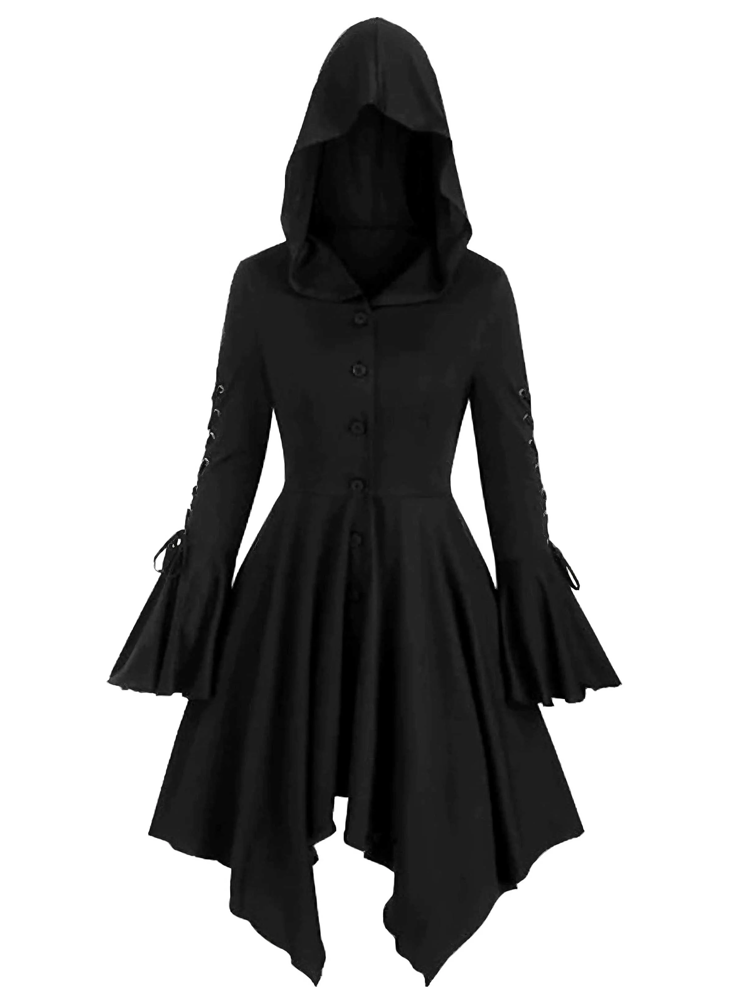 Purple 1980s Gothic Hooded Punk Long Jacket - Image 7